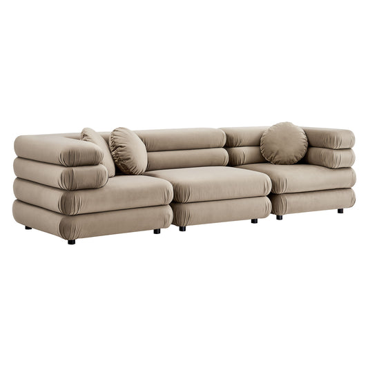 Jubilee 3-Piece Modular Performance Velvet Sectional Sofa by Modway