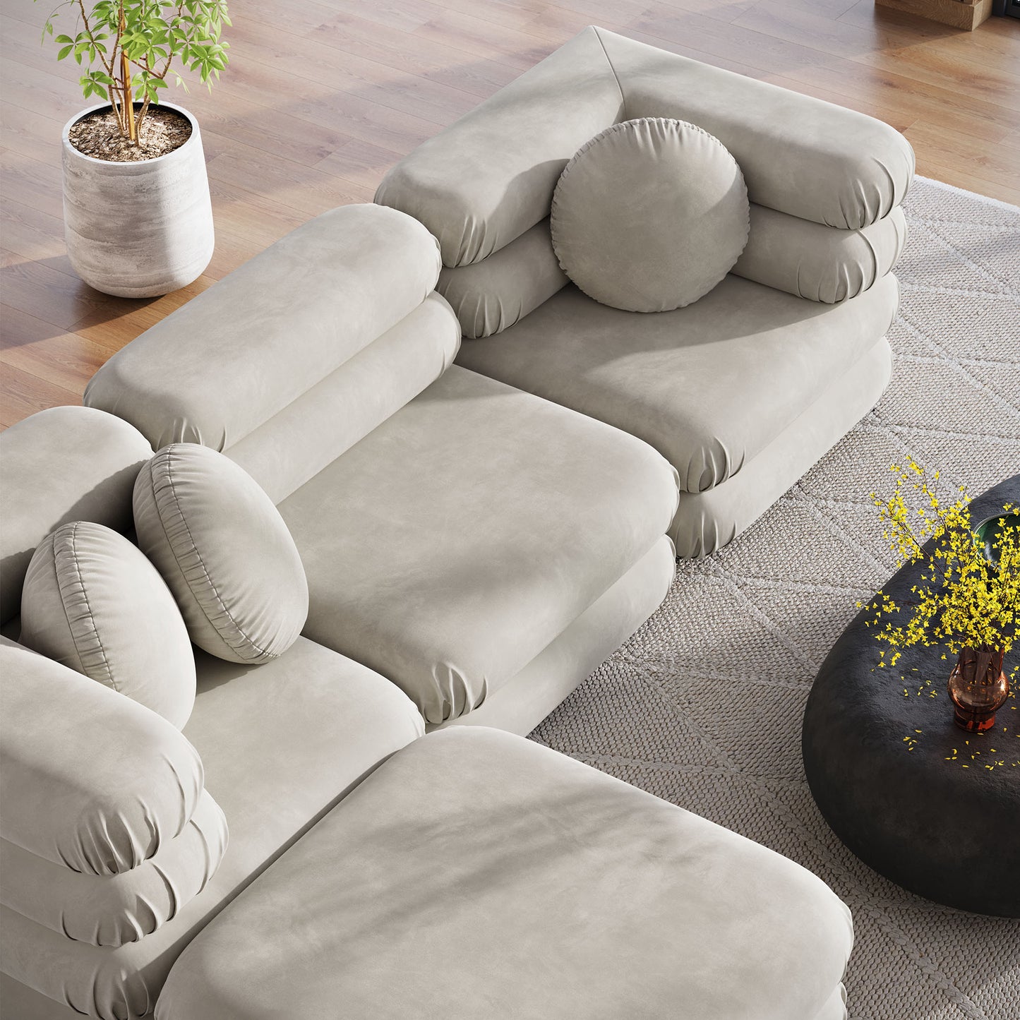 Jubilee 4-Piece Modular Performance Velvet Sectional Sofa by Modway