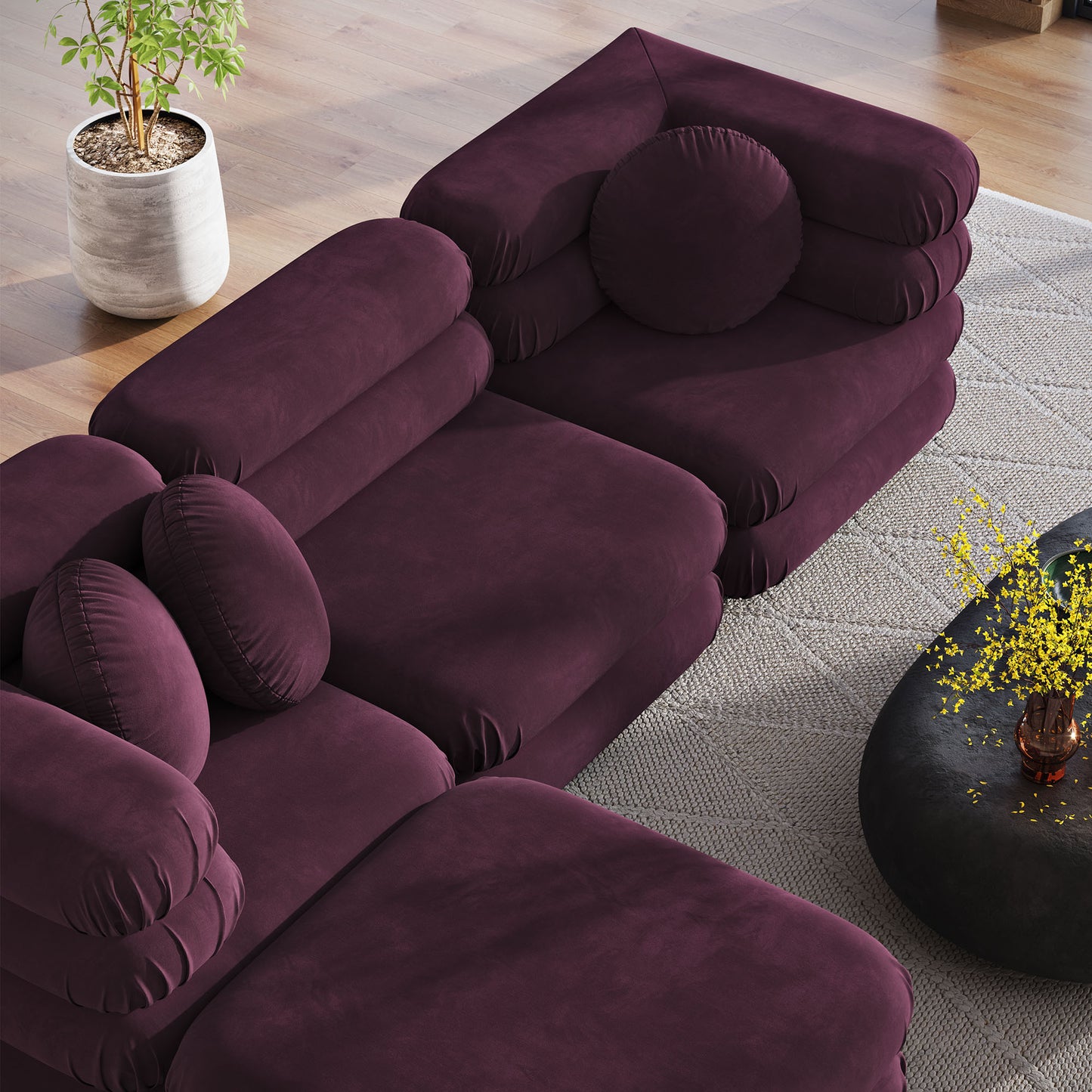 Jubilee 4-Piece Modular Performance Velvet Sectional Sofa by Modway