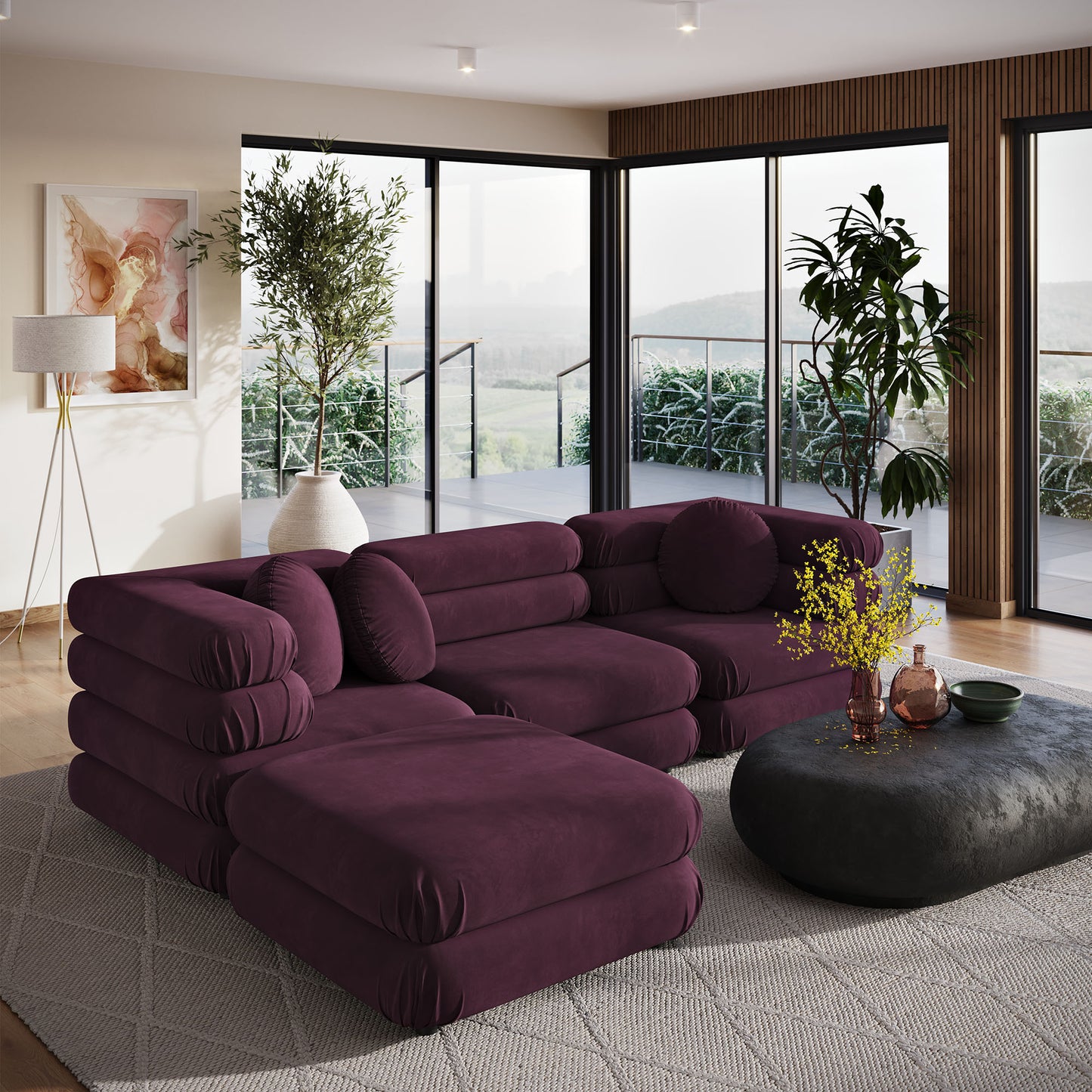 Jubilee 4-Piece Modular Performance Velvet Sectional Sofa by Modway