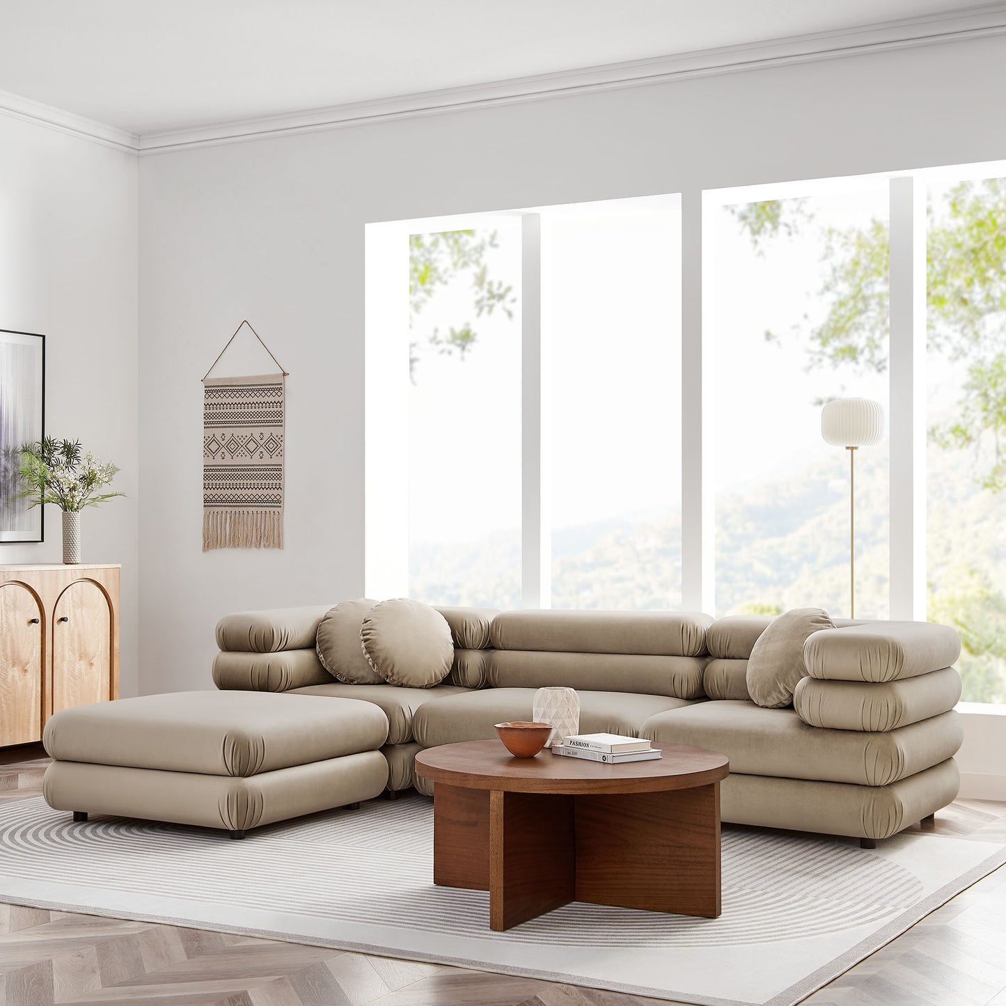 Jubilee 4-Piece Modular Performance Velvet Sectional Sofa by Modway