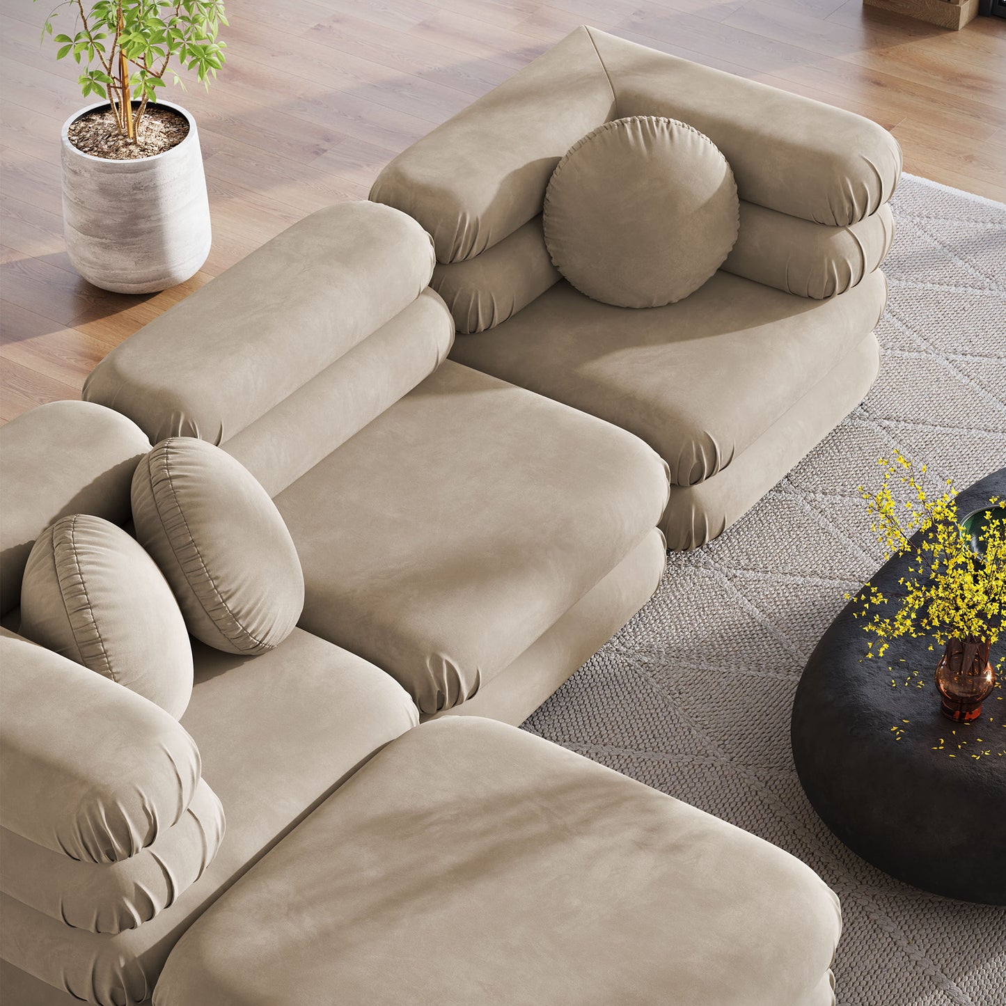 Jubilee 4-Piece Modular Performance Velvet Sectional Sofa by Modway