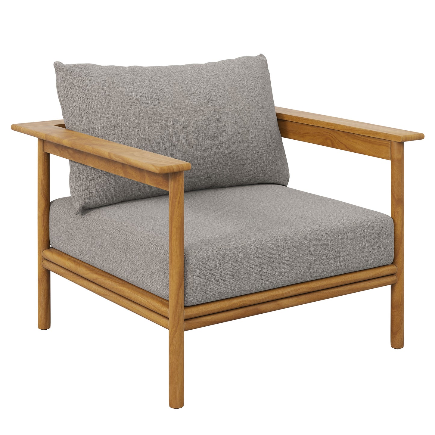 Wren Outdoor Patio Teak Wood Armchair and Ottoman Set by Modway EEI-7067-NAT-DRI
