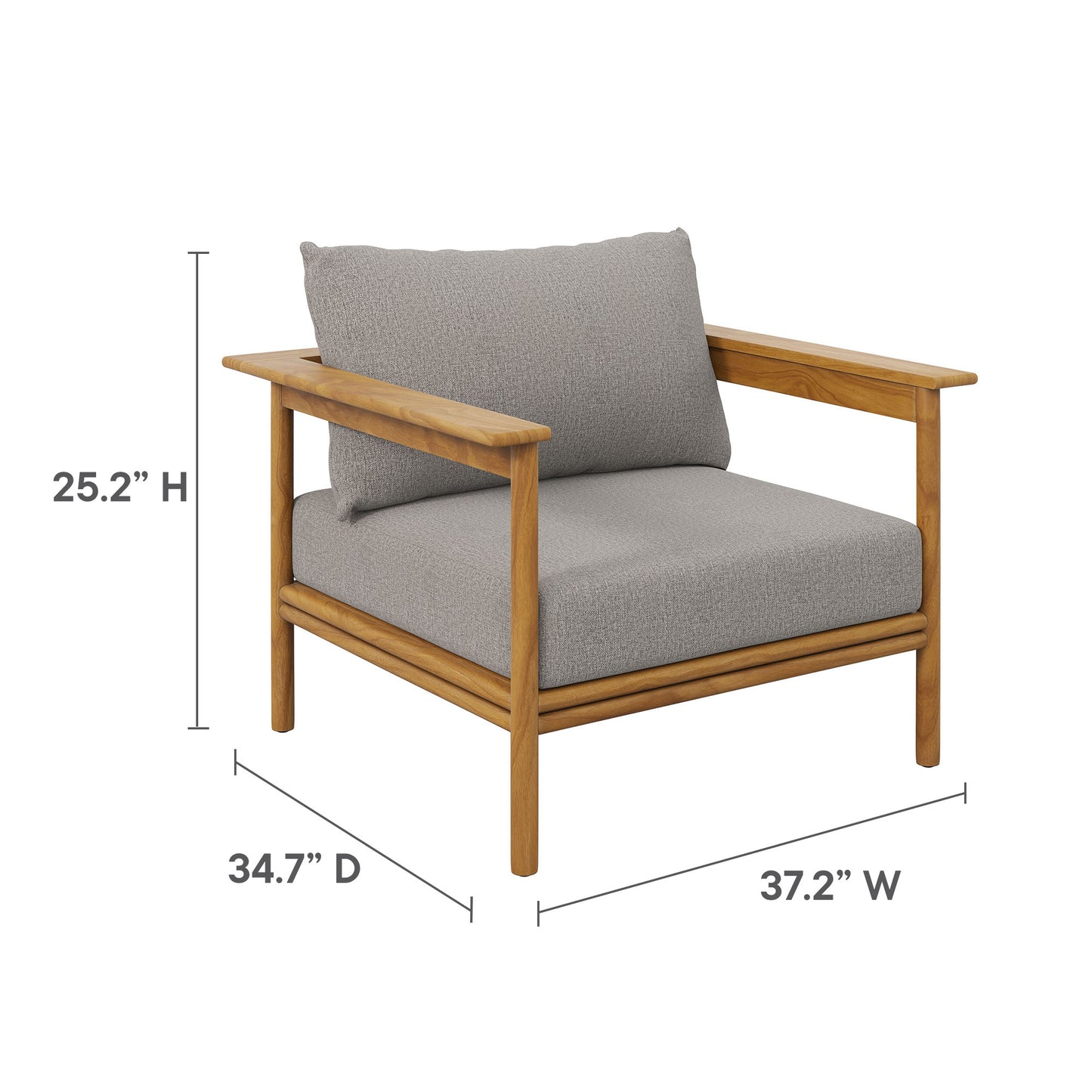 Wren Outdoor Patio Teak Wood Armchair and Ottoman Set by Modway EEI-7067-NAT-DRI