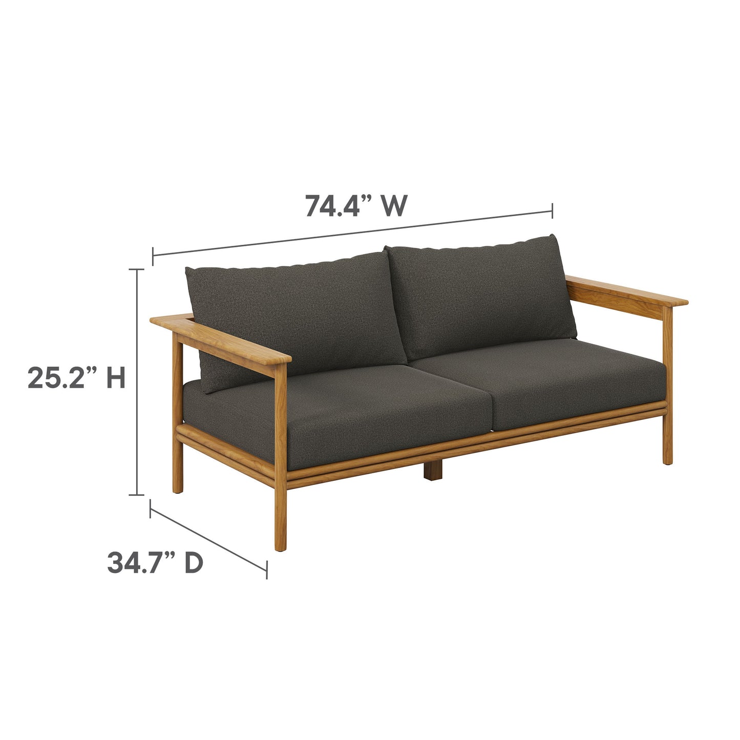 Wren 4-Piece Outdoor Patio Teak Wood Furniture Set by Modway EEI-7065-NAT-FLI