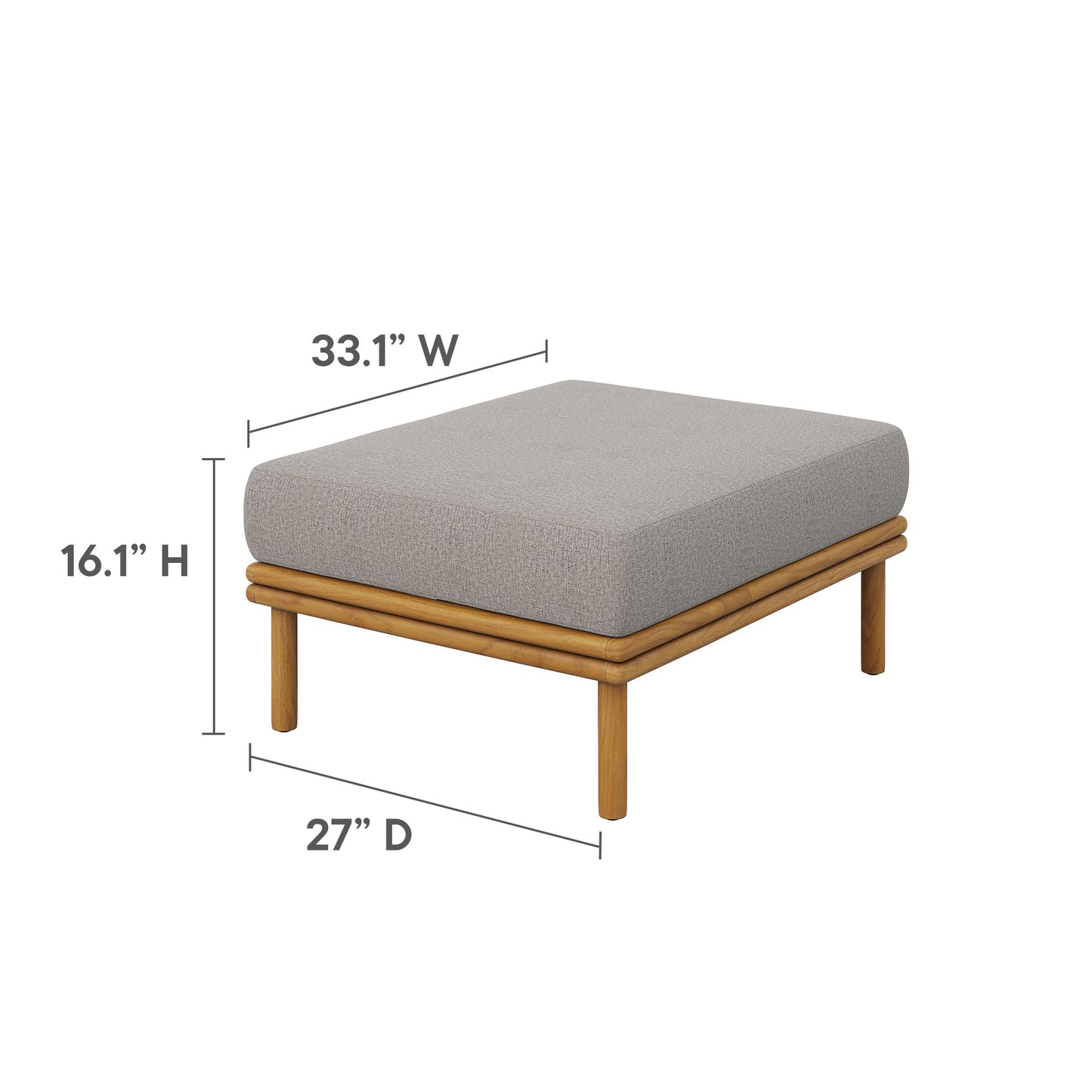Wren Outdoor Patio Teak Wood Armchair and Ottoman Set by Modway EEI-7067-NAT-DRI