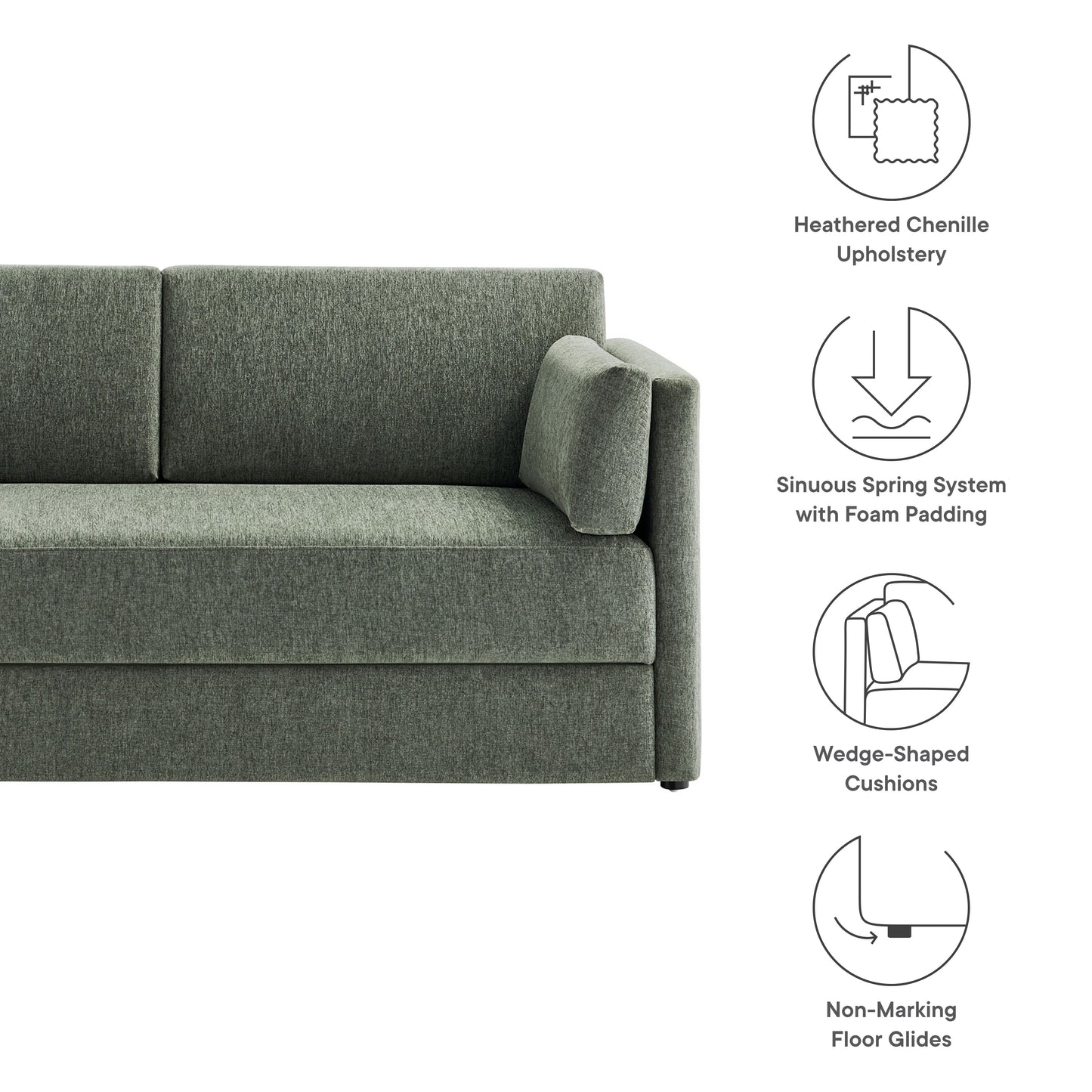 Linden Upholstered Heathered Chenille Sofa by Modway