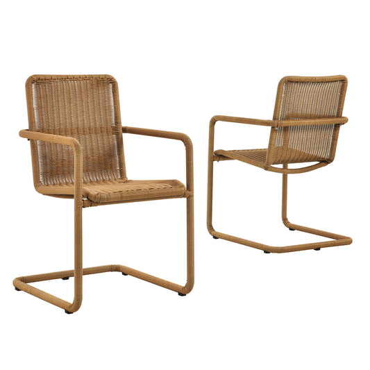 Abacus Outdoor Patio Wicker Dining Chairs Set of 2 by Modway EEI-7014-NAT