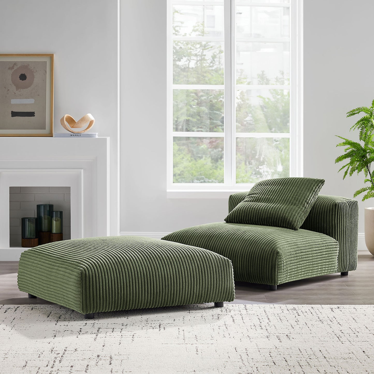 Solace Modular Upholstered Armless Chair and Ottoman Set by Modway