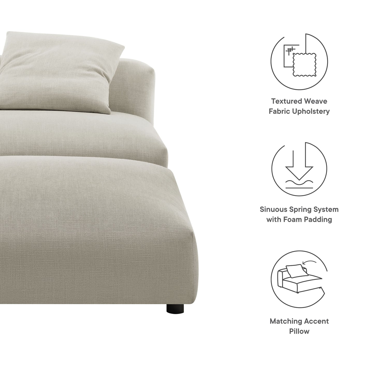 Solace Modular Upholstered Armless Chair and Ottoman Set by Modway