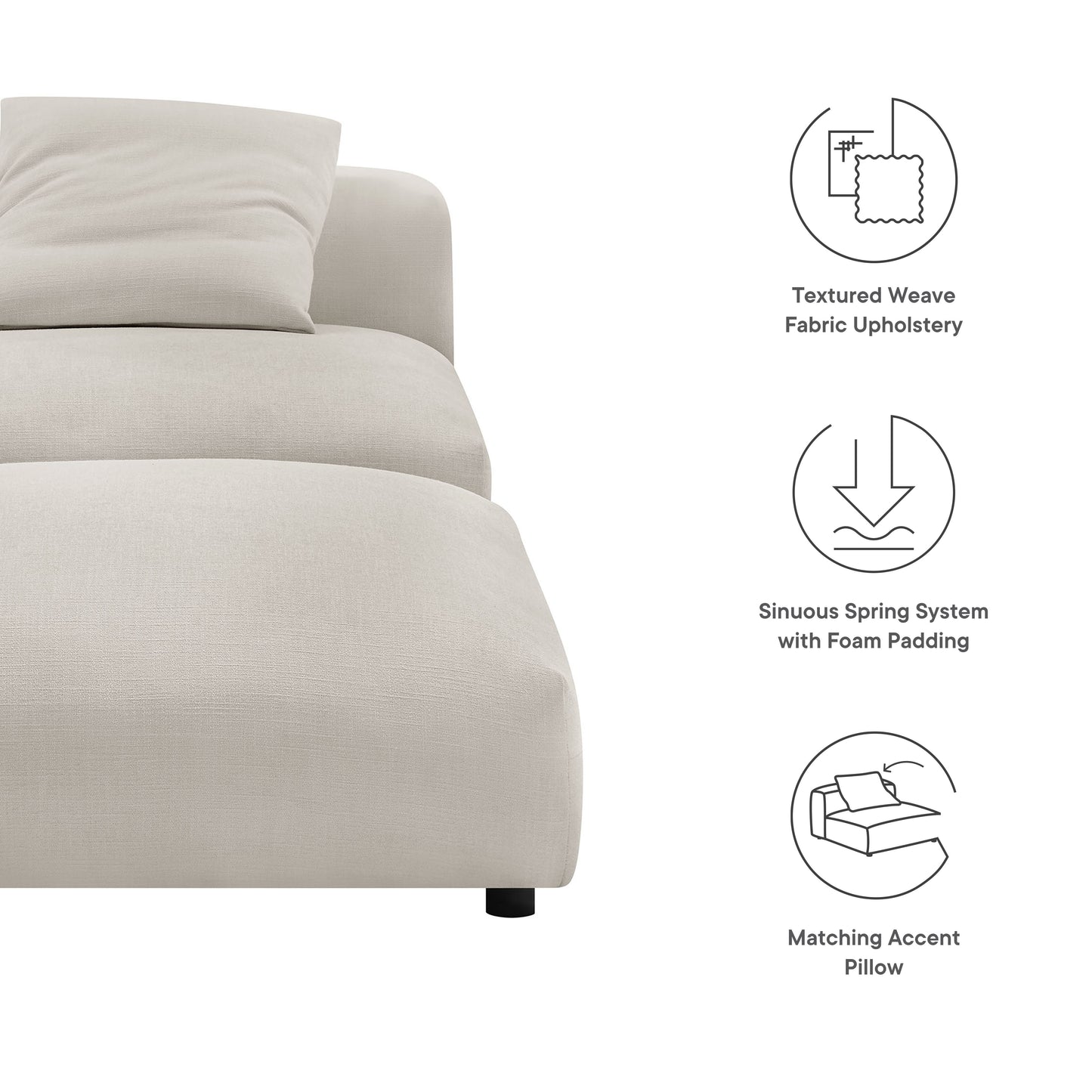 Solace Modular Upholstered Armless Chair and Ottoman Set by Modway