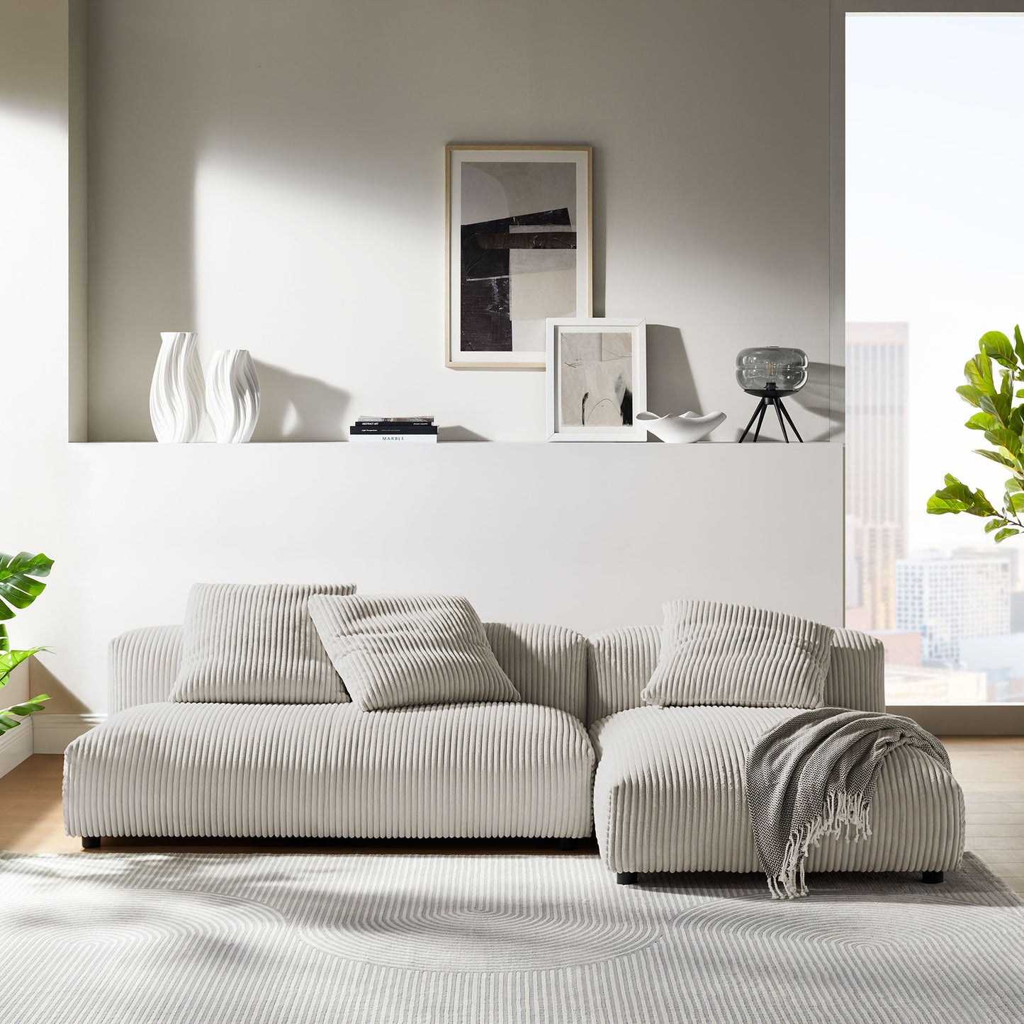 Solace 2-Piece Modular Upholstered Sectional Sofa With Chaise by Modway