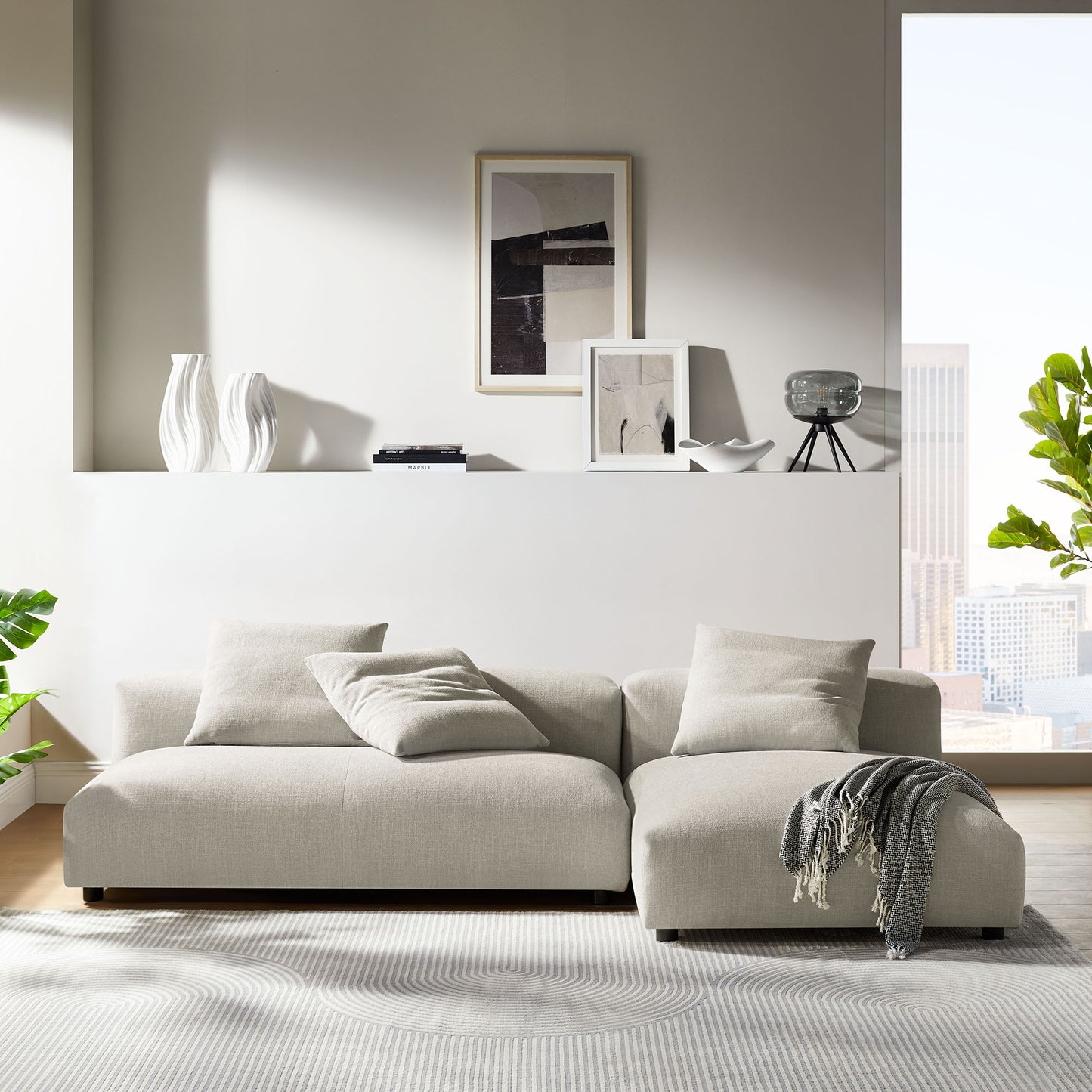 Solace 2-Piece Modular Upholstered Sectional Sofa With Chaise by Modway