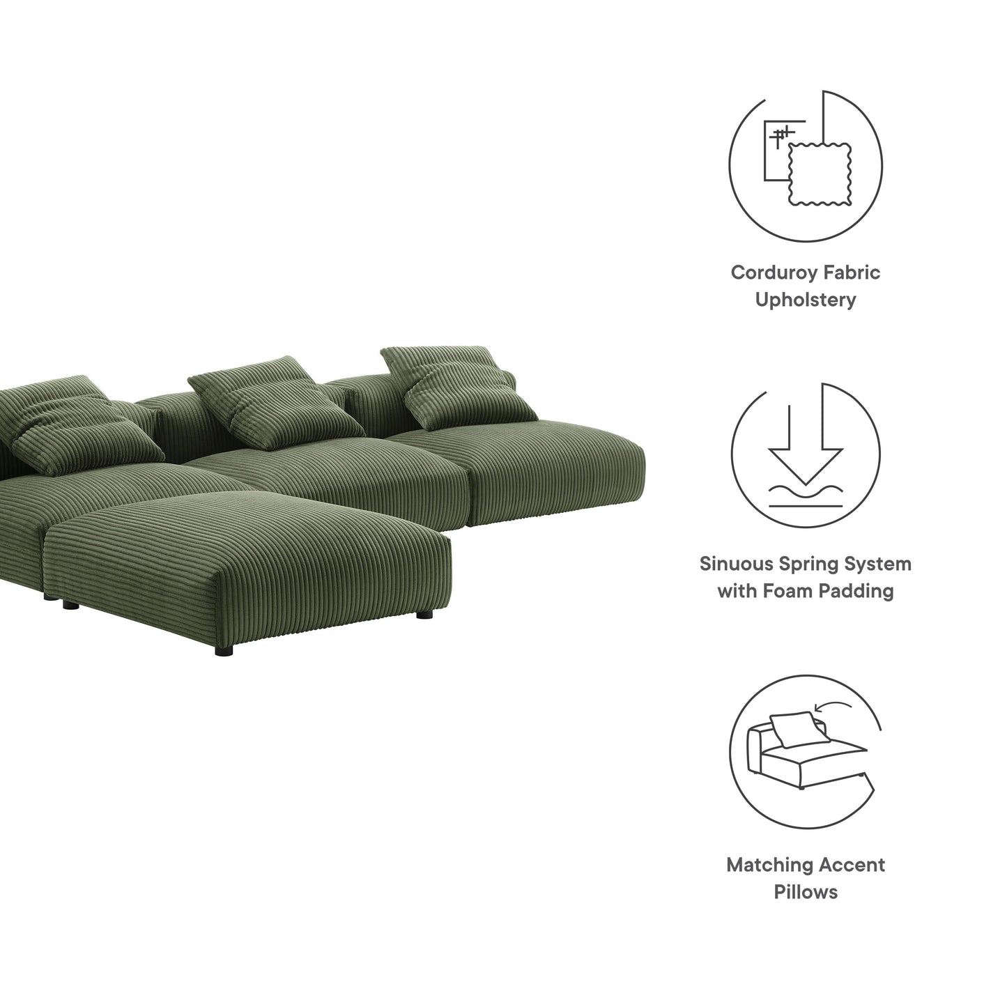 Solace 4-Piece Modular Upholstered Sectional Sofa