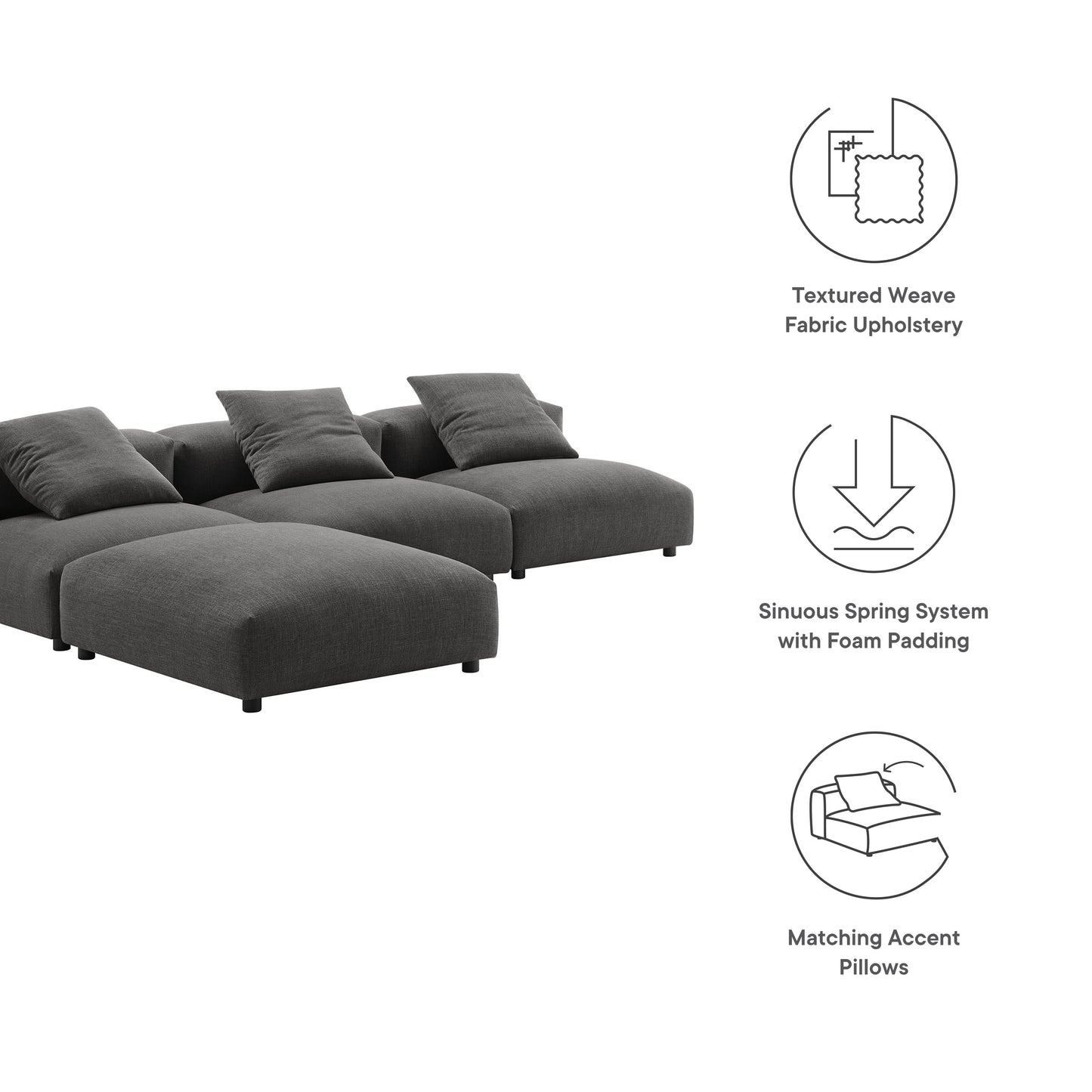 Solace 4-Piece Modular Upholstered Sectional Sofa