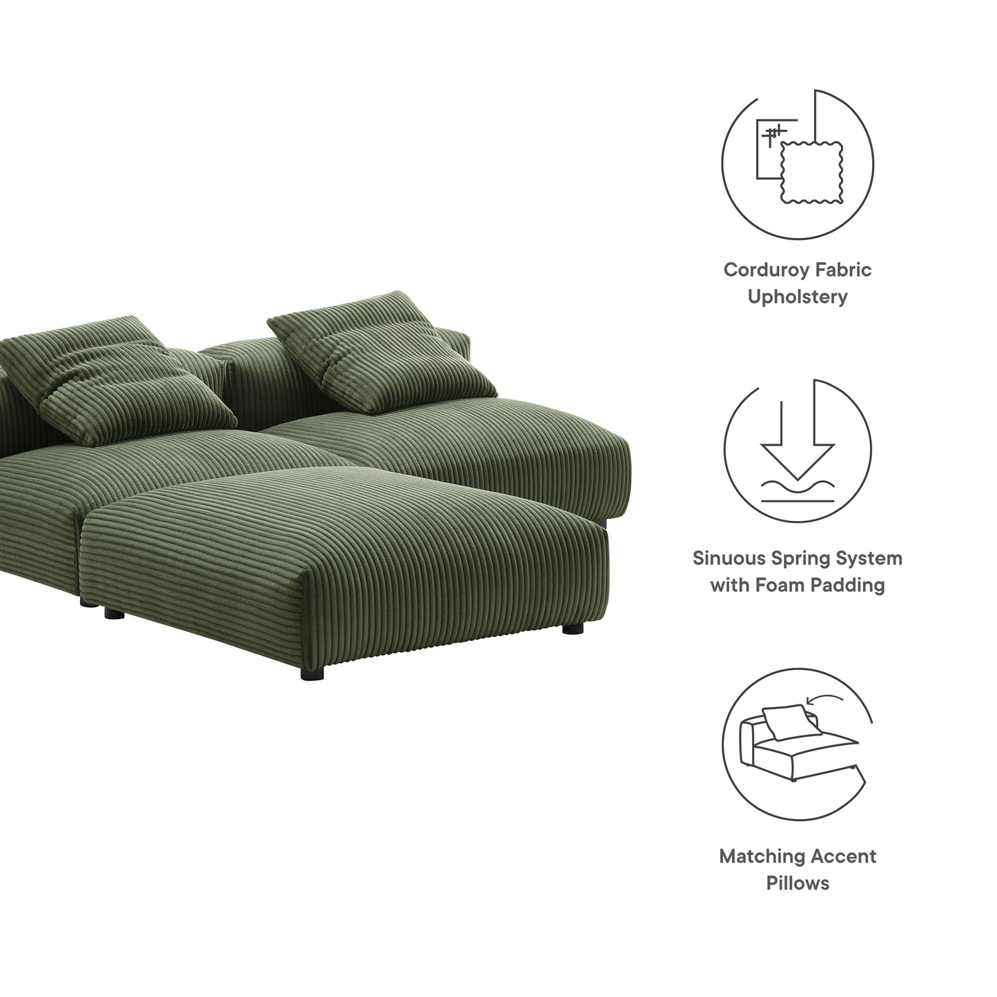 Solace 3-Piece Modular Upholstered Sectional Sofa