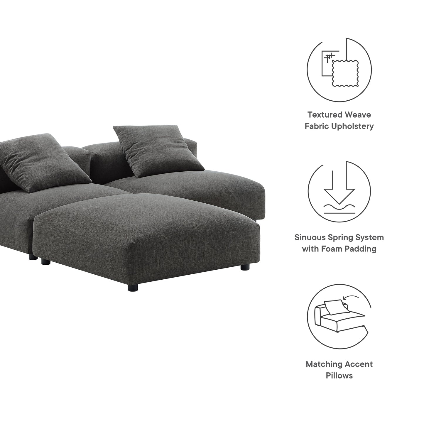 Solace 3-Piece Modular Upholstered Sectional Sofa