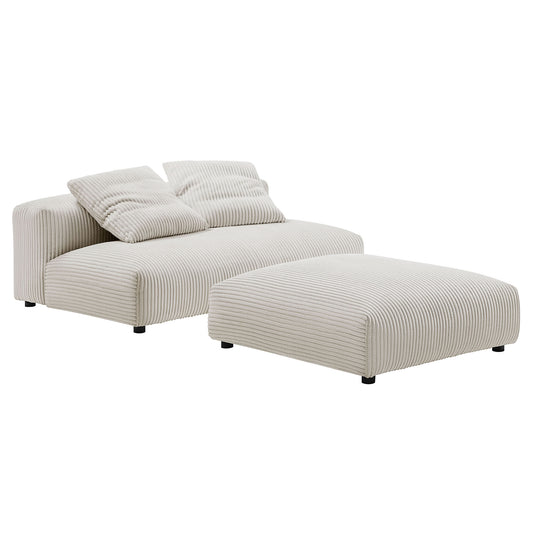 Solace Modular Upholstered Armless Loveseat and Ottoman Set by Modway