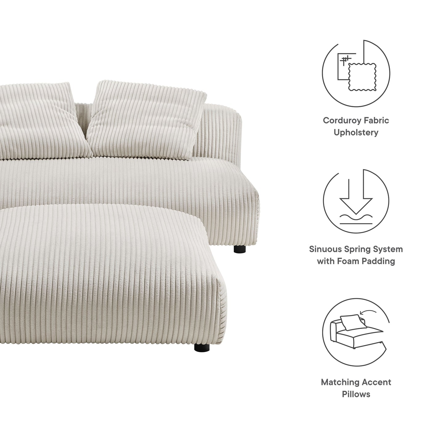 Solace Modular Upholstered Armless Loveseat and Ottoman Set by Modway