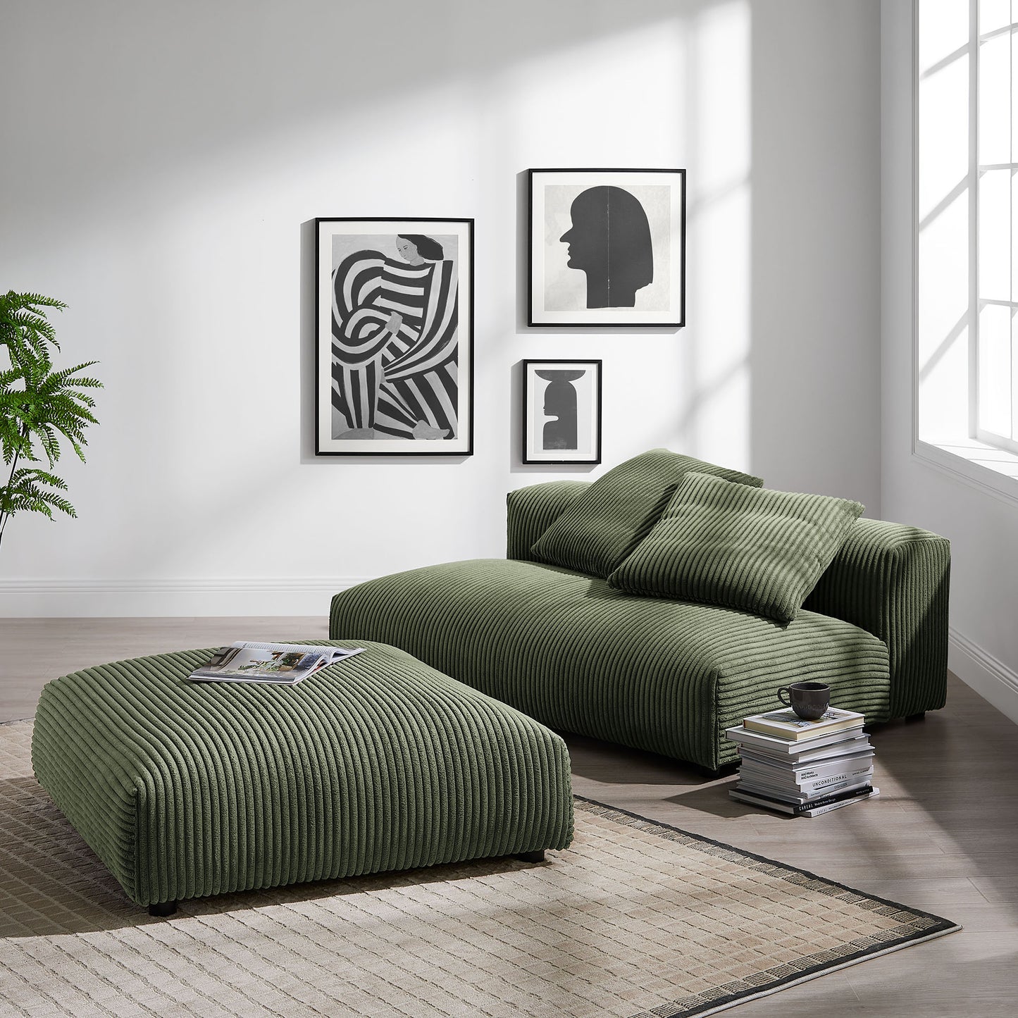 Solace Modular Upholstered Armless Loveseat and Ottoman Set by Modway