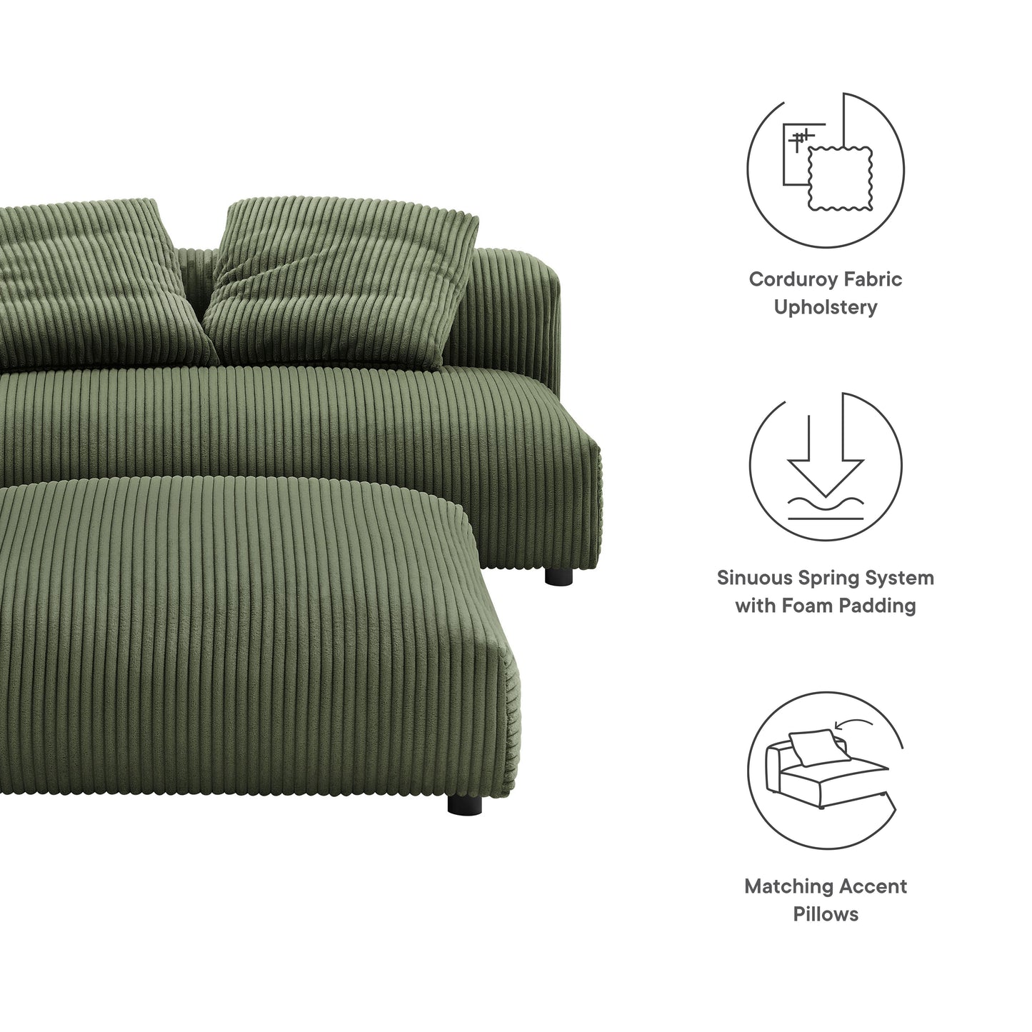 Solace Modular Upholstered Armless Loveseat and Ottoman Set by Modway