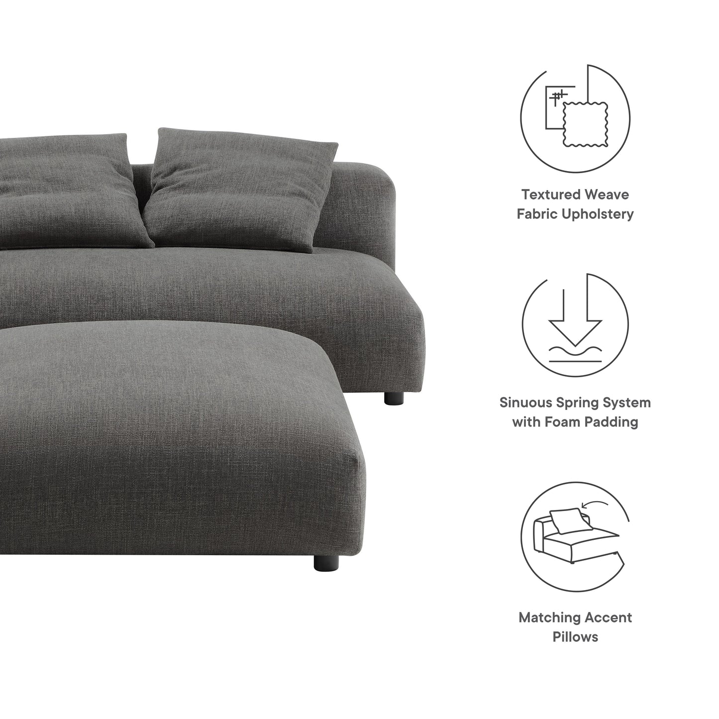 Solace Modular Upholstered Armless Loveseat and Ottoman Set by Modway