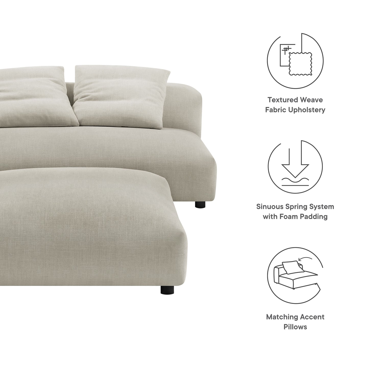 Solace Modular Upholstered Armless Loveseat and Ottoman Set by Modway