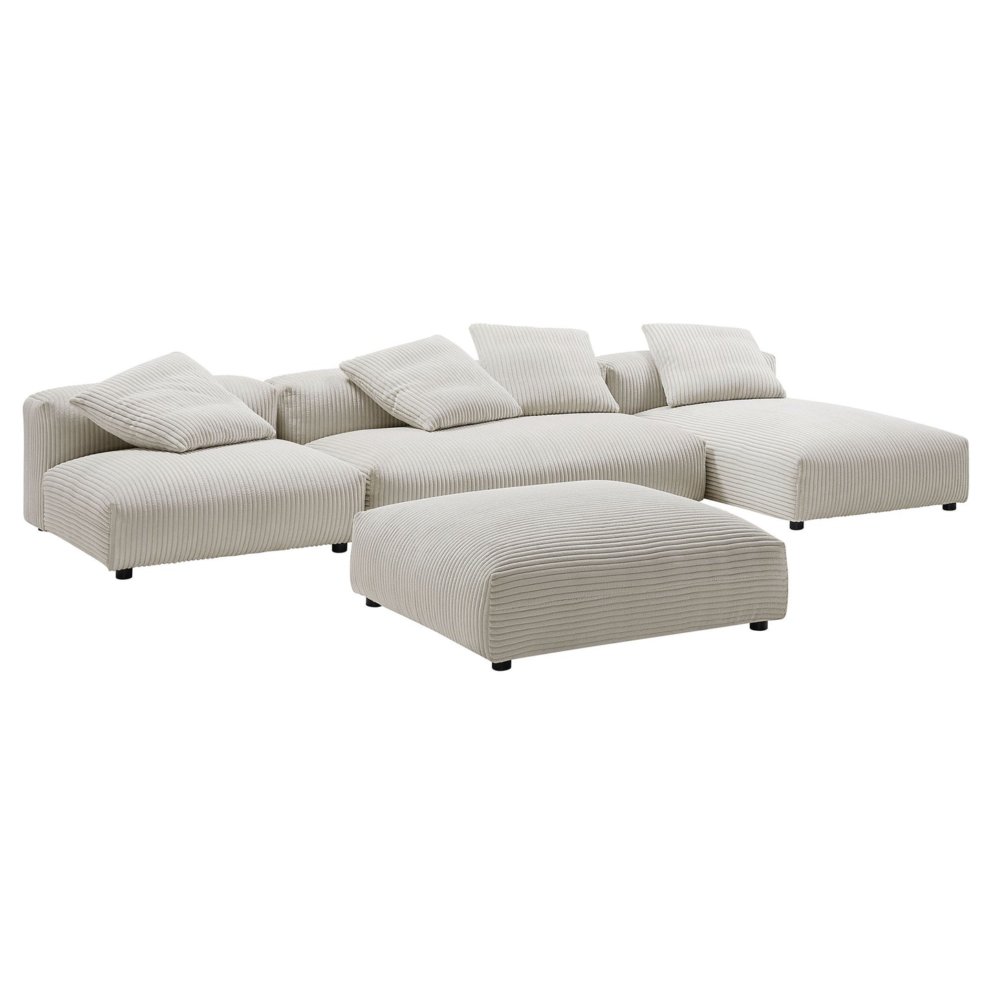 Solace 4-Piece Modular Upholstered Sectional Sofa With Ottoman by Modway