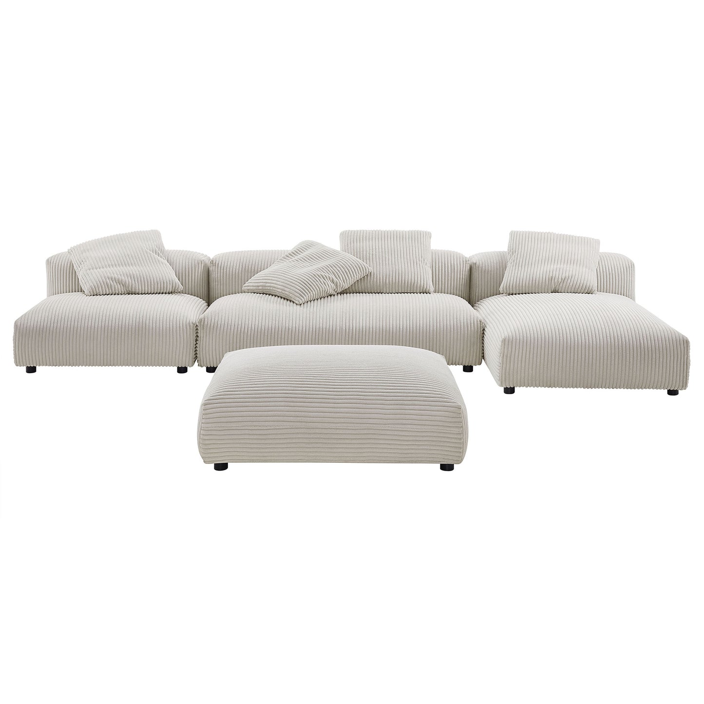Solace 4-Piece Modular Upholstered Sectional Sofa With Ottoman by Modway