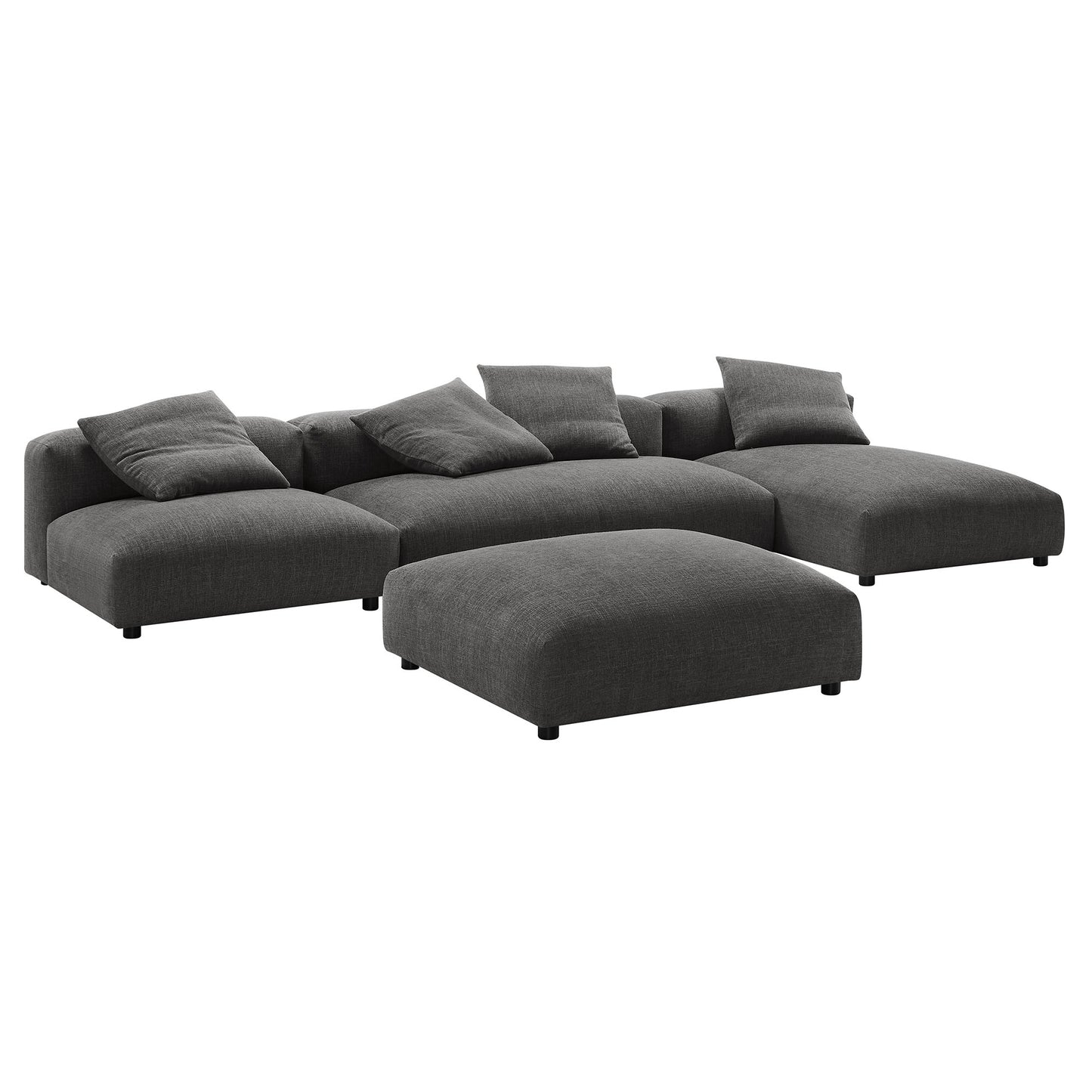 Solace 4-Piece Modular Upholstered Sectional Sofa With Ottoman by Modway
