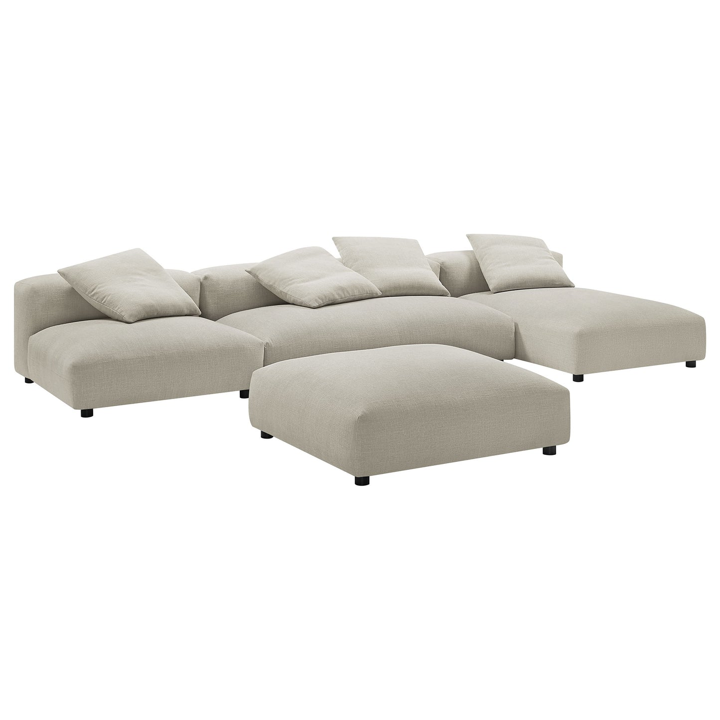 Solace 4-Piece Modular Upholstered Sectional Sofa With Ottoman by Modway