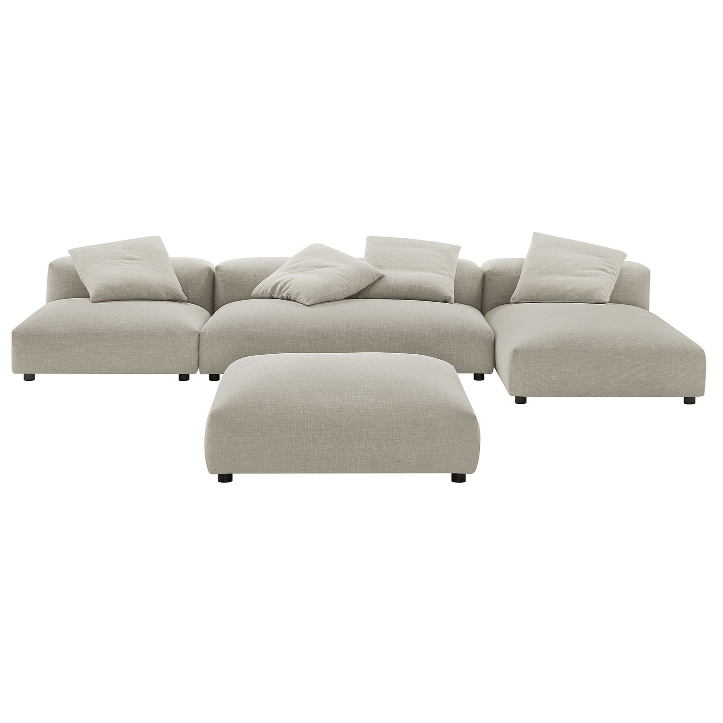 Solace 4-Piece Modular Upholstered Sectional Sofa With Ottoman by Modway
