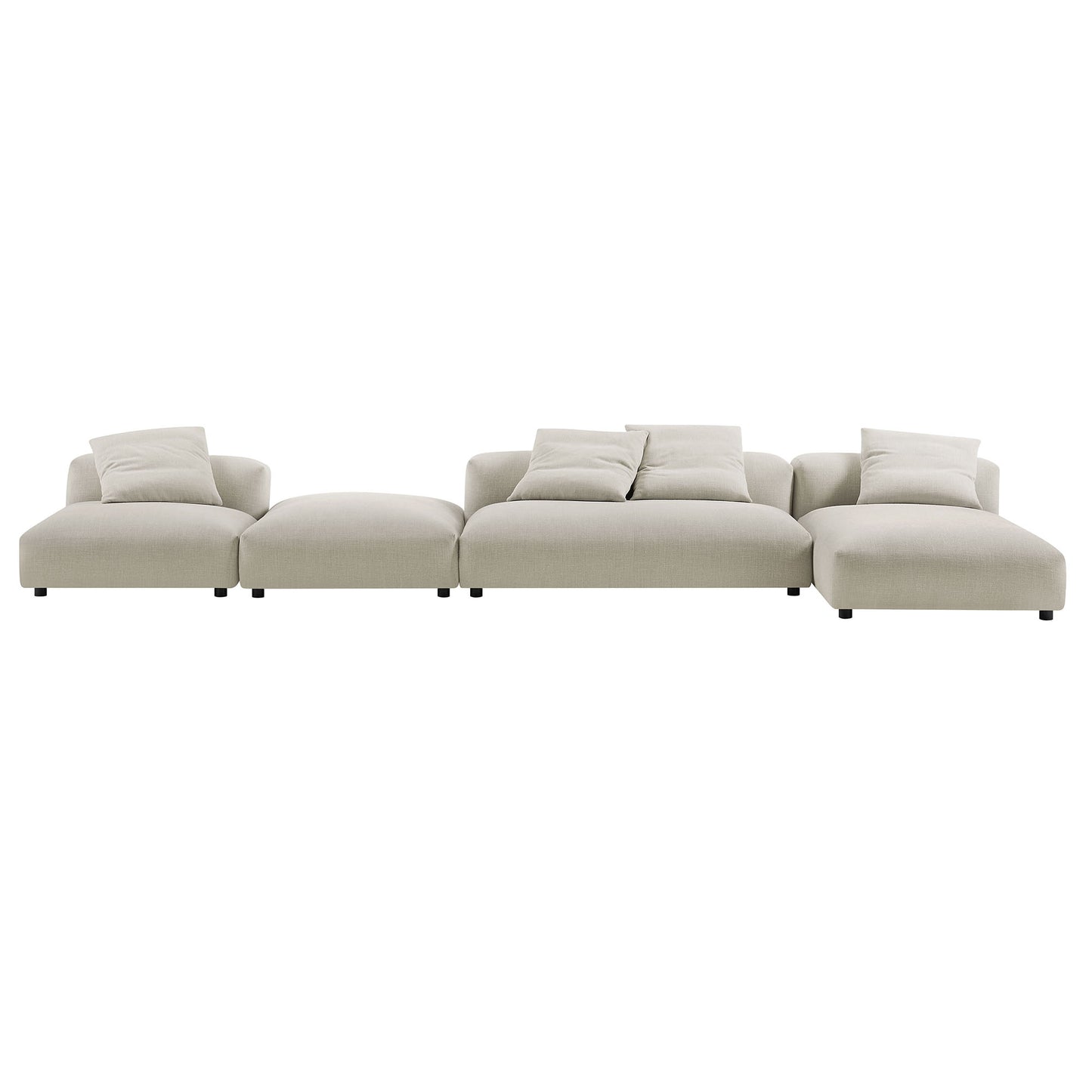 Solace 4-Piece Modular Upholstered Sectional Sofa With Ottoman by Modway