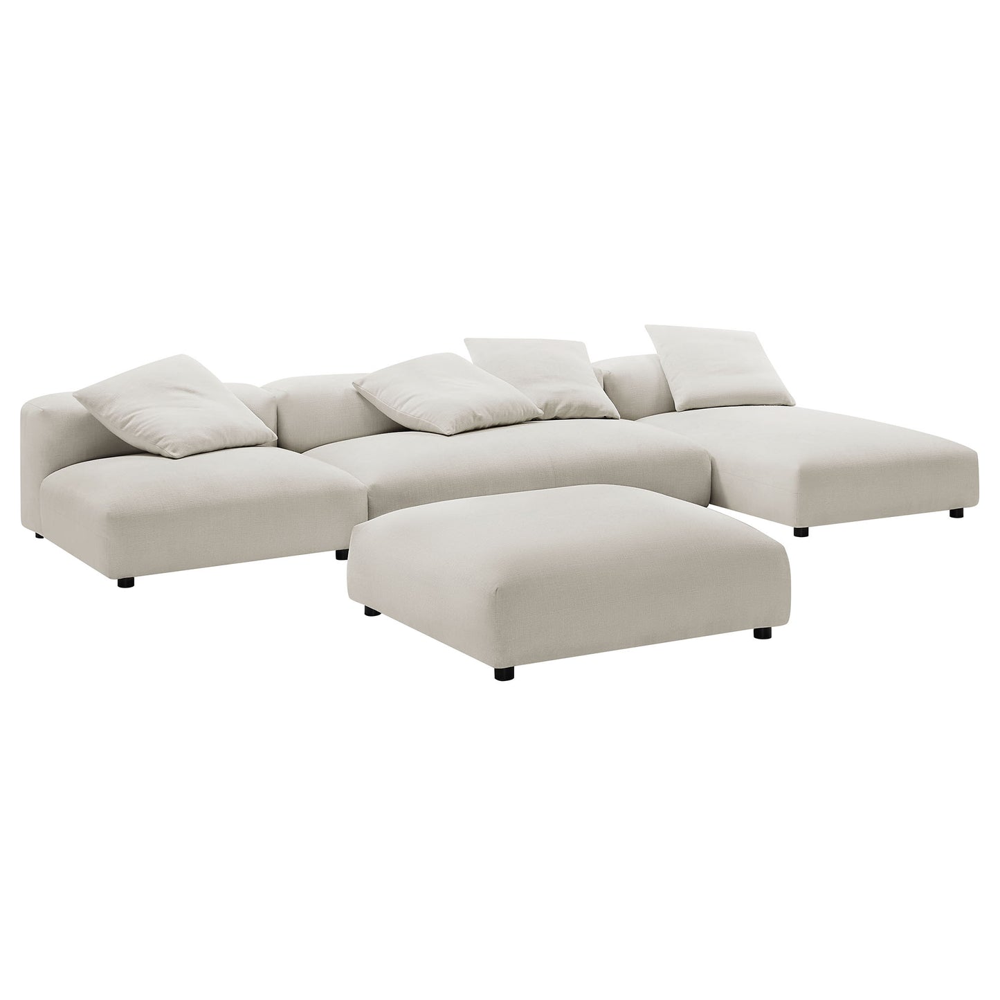 Solace 4-Piece Modular Upholstered Sectional Sofa With Ottoman by Modway