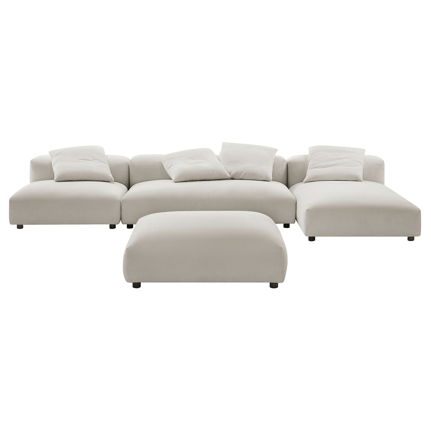 Solace 4-Piece Modular Upholstered Sectional Sofa With Ottoman by Modway