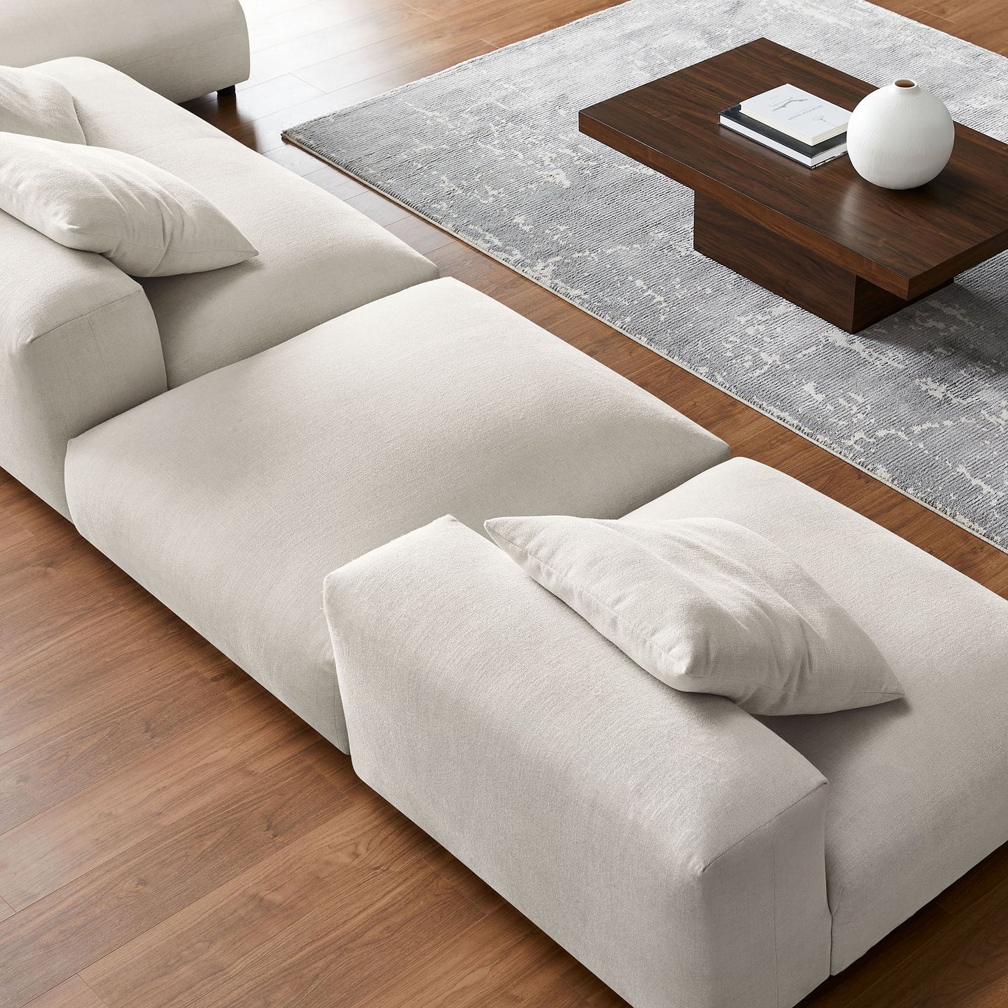 Solace 4-Piece Modular Upholstered Sectional Sofa With Ottoman by Modway