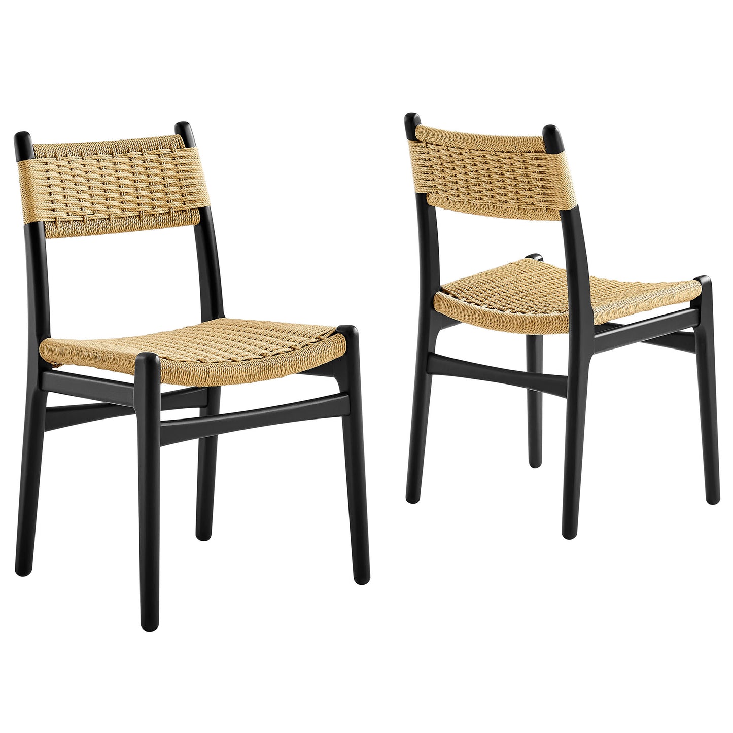 Wynn Rope and Wood Dining Side Chairs Set of 2 by Modway EEI-7044-BLK-NAT