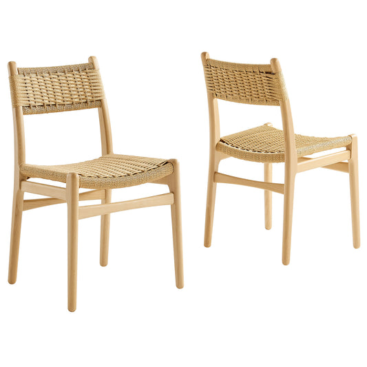 Wynn Rope and Wood Dining Side Chairs Set of 2 by Modway EEI-7044-NAT-NAT