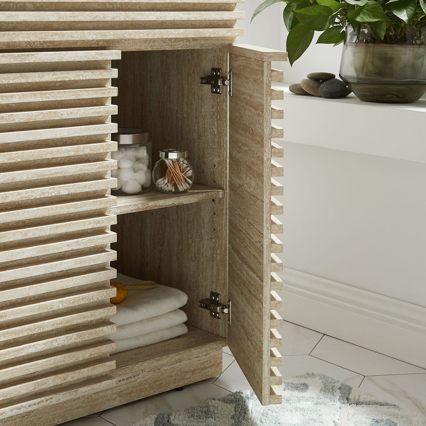 Render Faux Travertine Bathroom Vanity with Sink