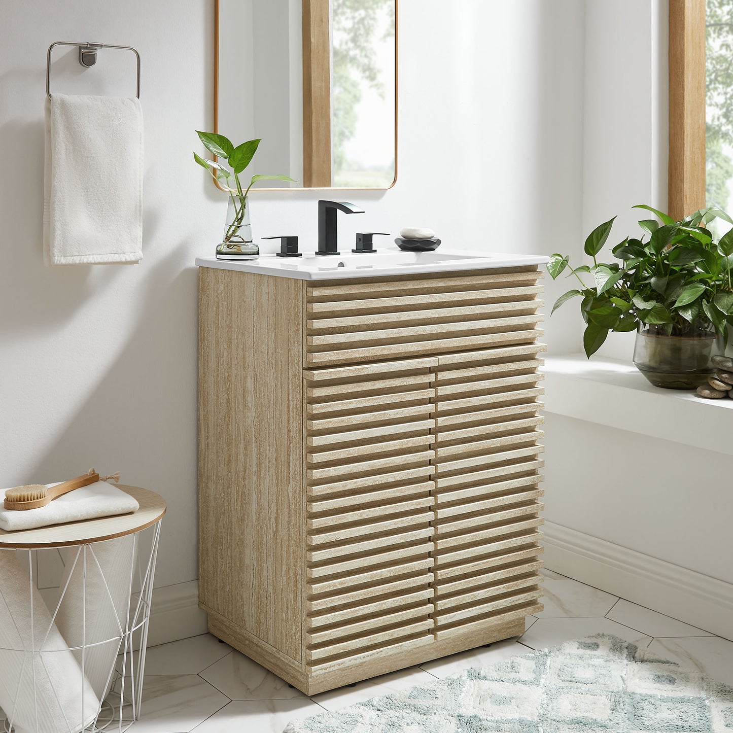 Render Faux Travertine Bathroom Vanity with Sink
