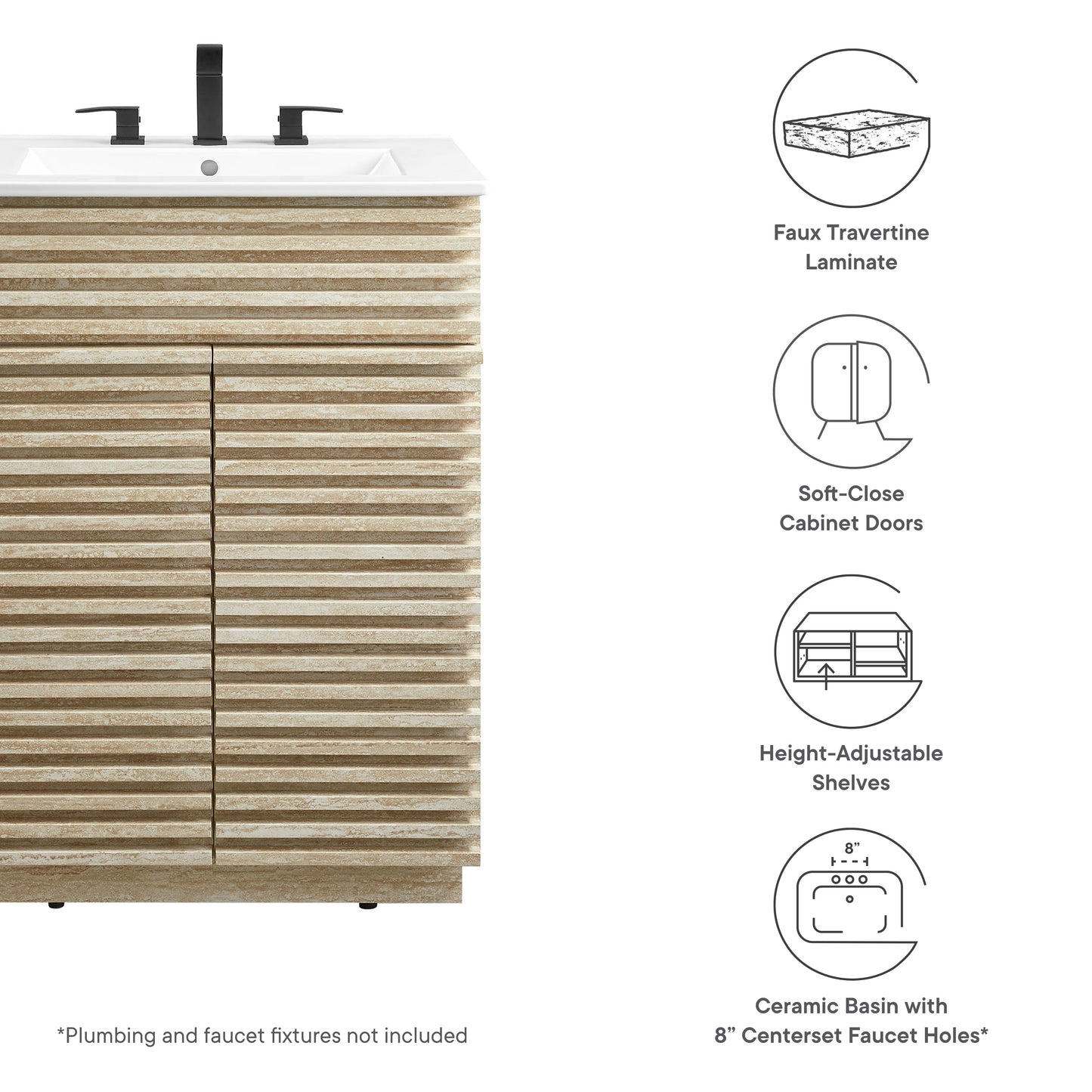 Render Faux Travertine Bathroom Vanity with Sink