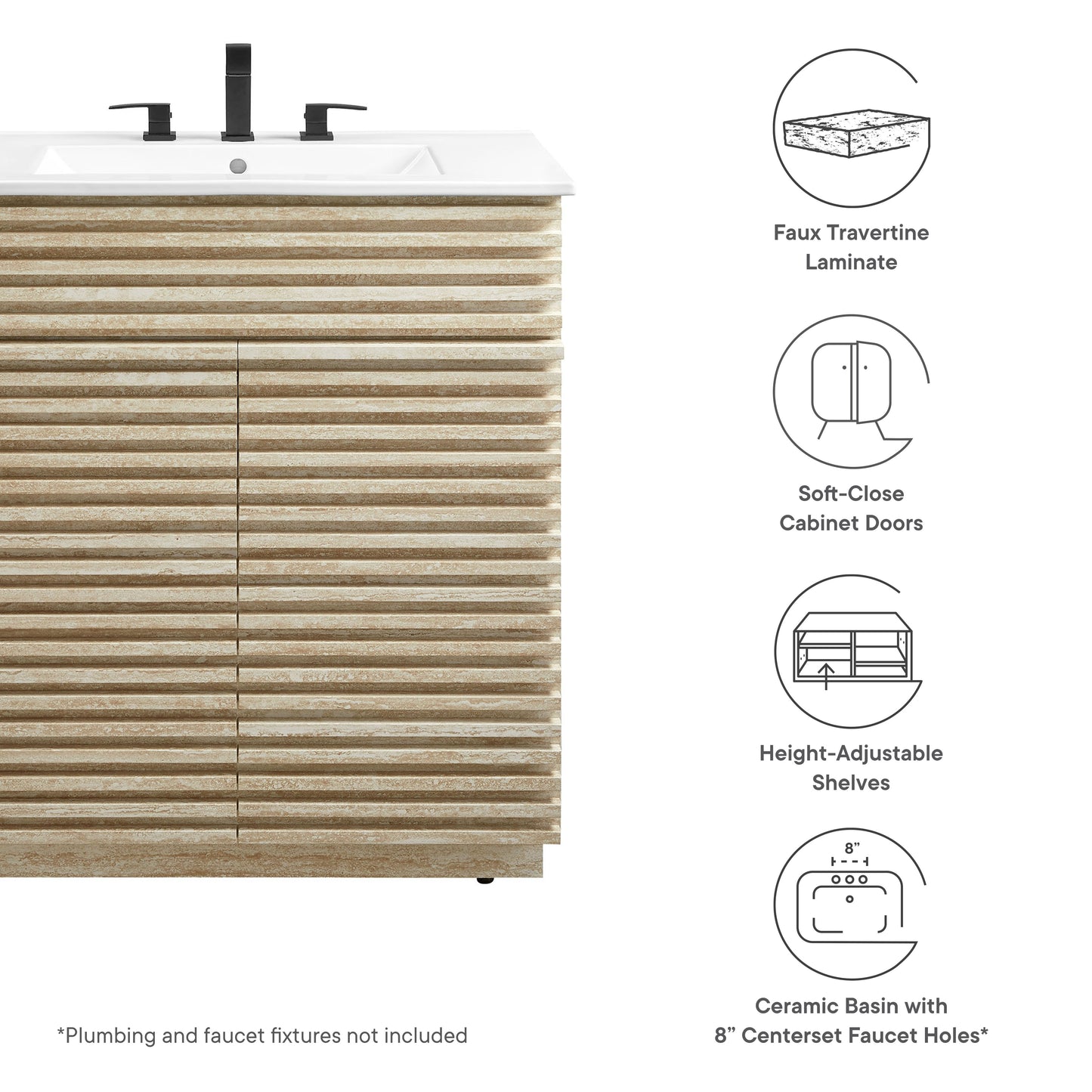 Render Faux Travertine Bathroom Vanity with Sink