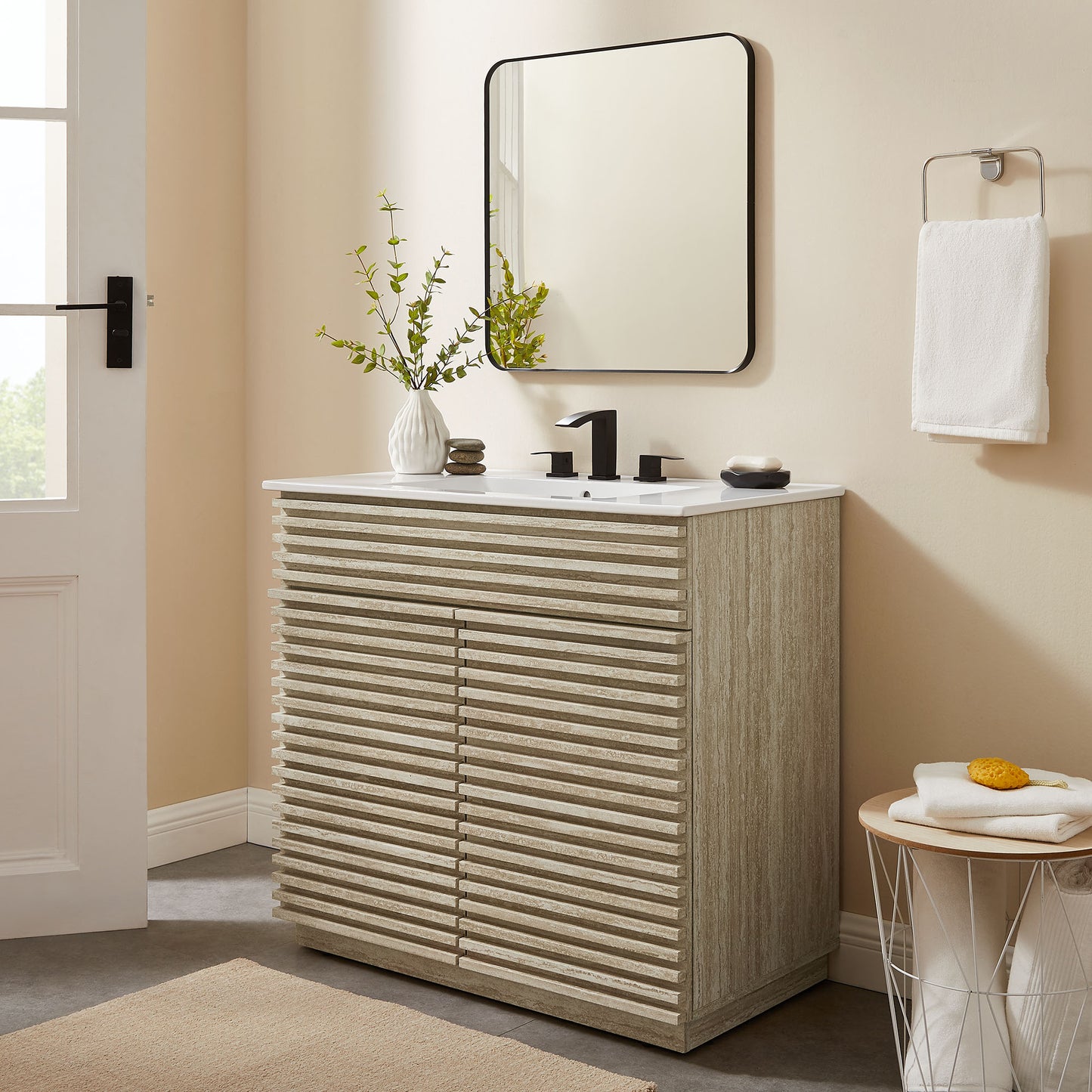 Render Faux Travertine Bathroom Vanity with Sink