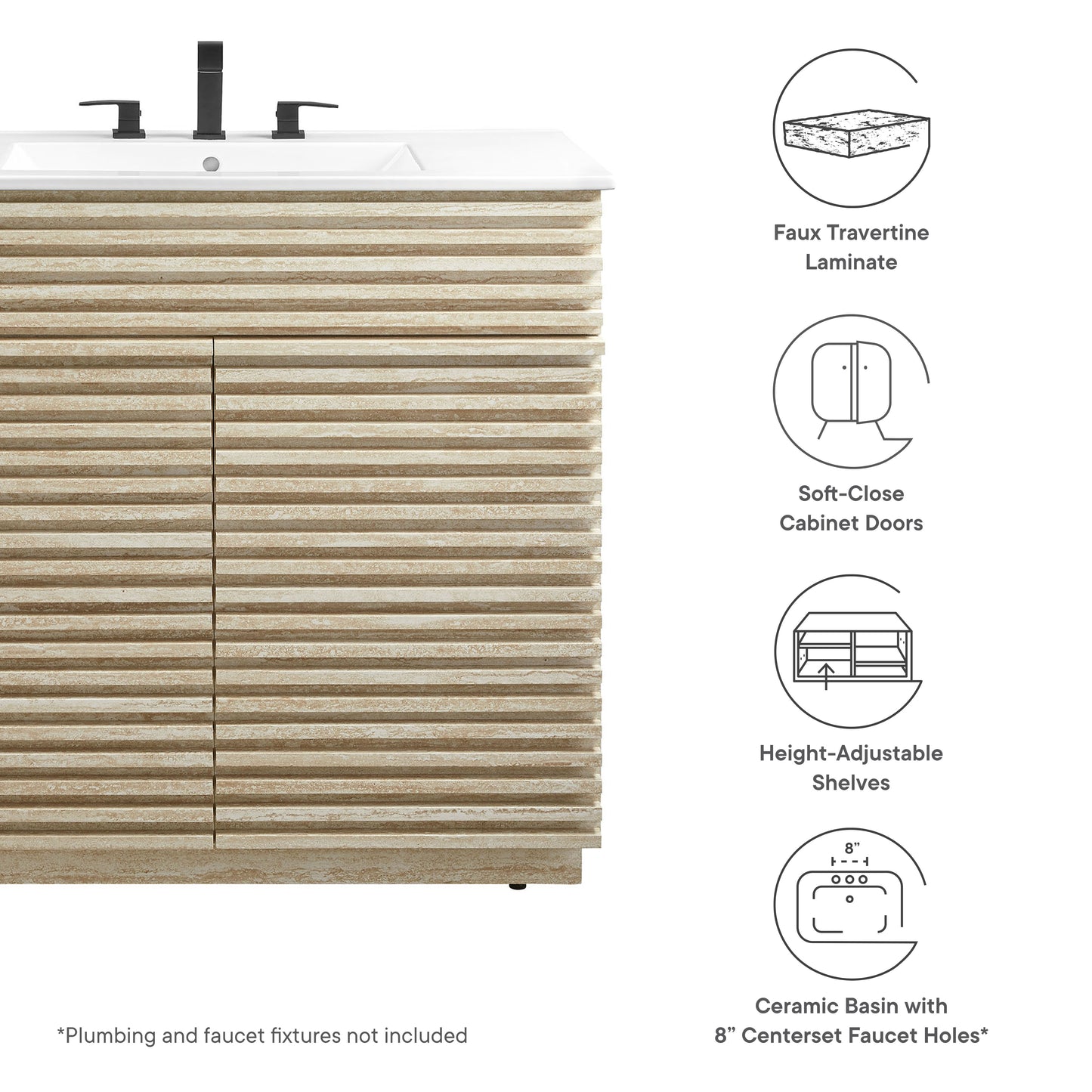 Render Faux Travertine Bathroom Vanity with Sink