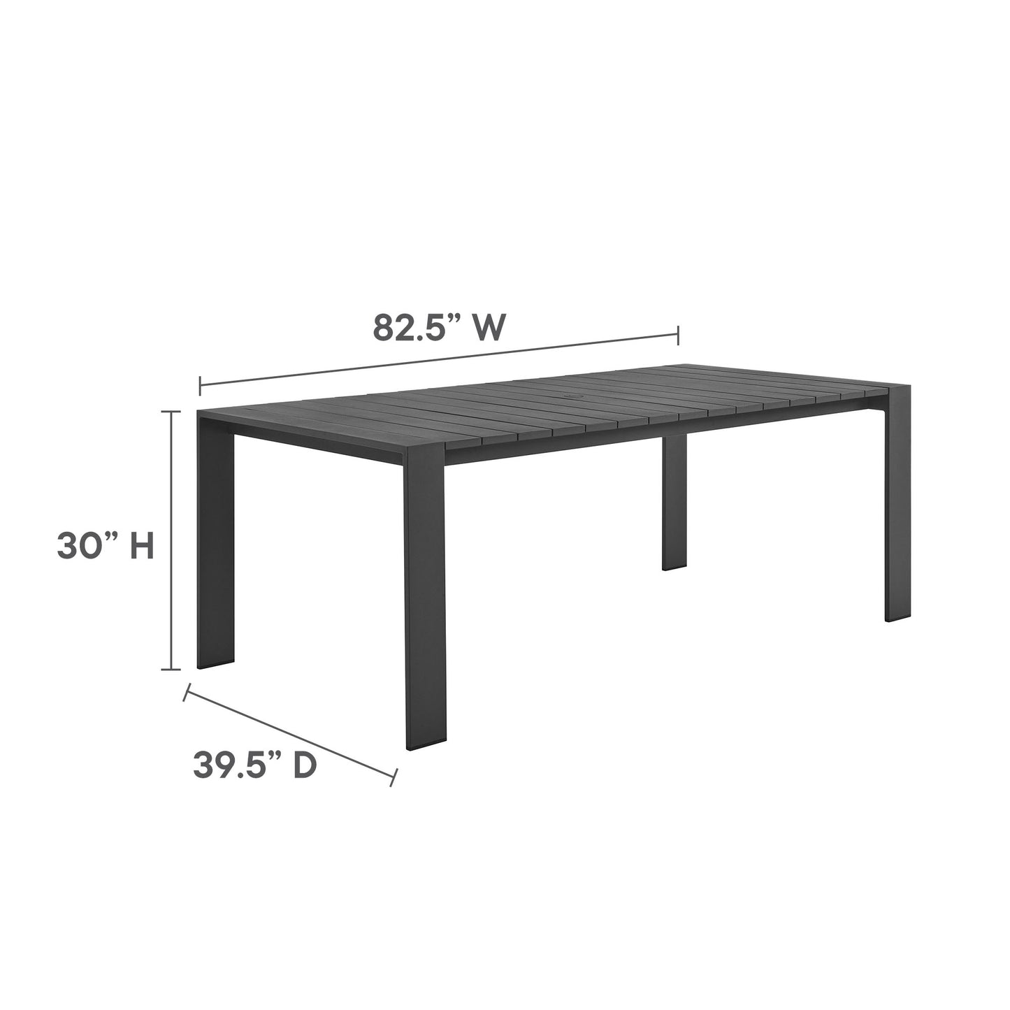 Tahoe Rectangular Outdoor Patio Aluminum Dining Table by Modway EEI-7054-GRY