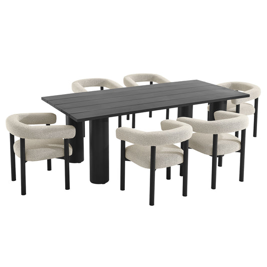 Nautica 7-Piece Rectangular Outdoor Patio Aluminum Dining Table and Chairs Set