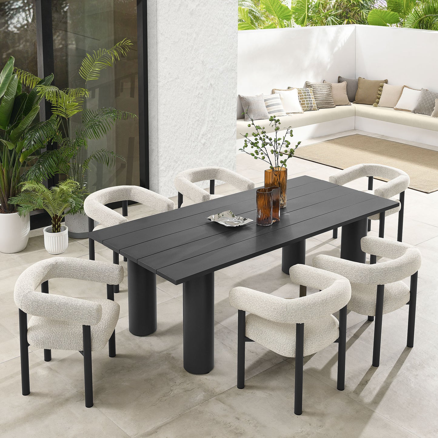 Nautica 7-Piece Rectangular Outdoor Patio Aluminum Dining Table and Chairs Set by Modway