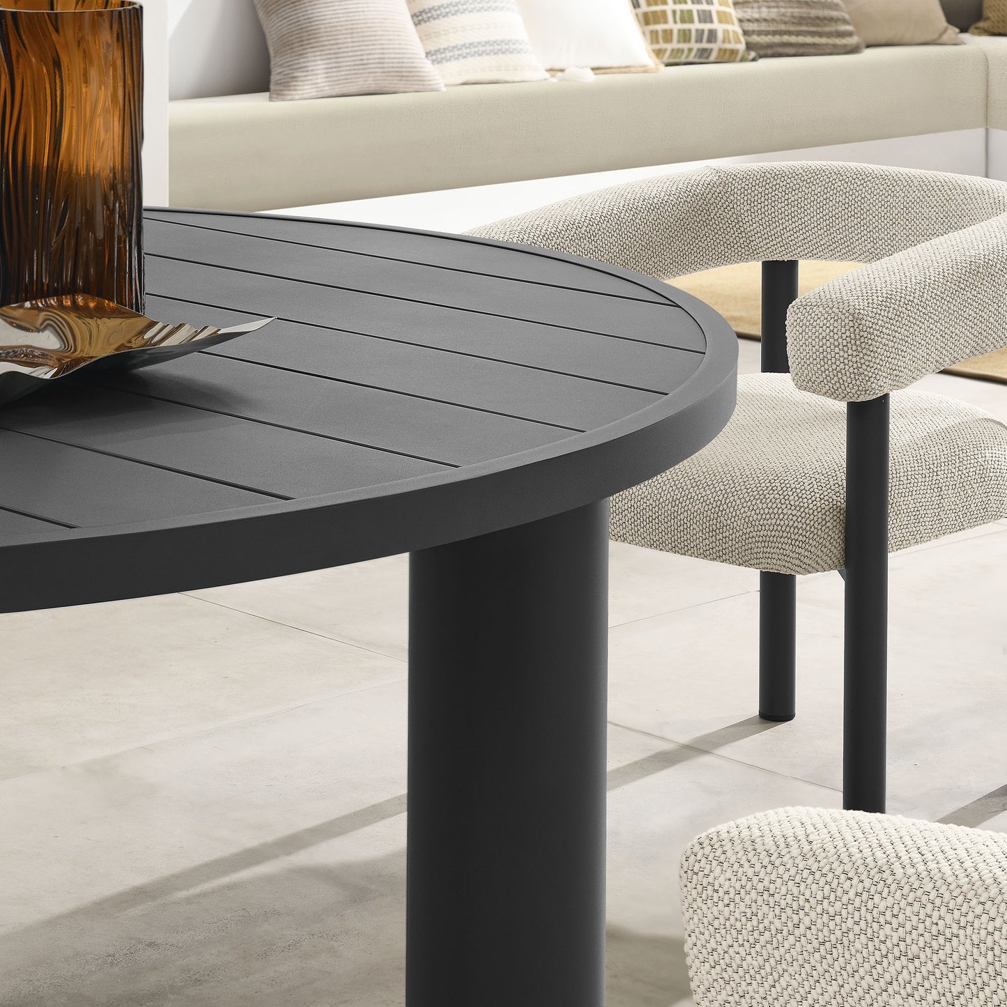 Nautica 5-Piece Round Outdoor Patio Aluminum Dining Table and Chairs Set by Modway