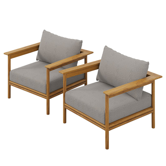 Wren Outdoor Patio Teak Wood Armchair Set of 2 by Modway EEI-7068-NAT-DRI