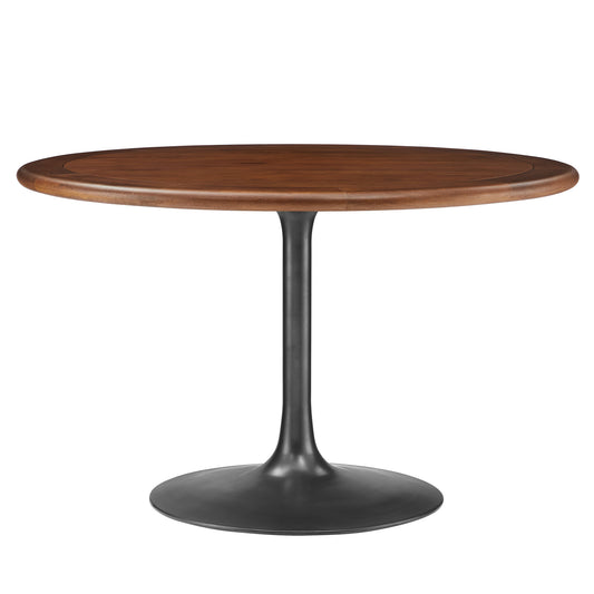 Lippa 48" Round Pedestal Solid Wood and Metal Dining Table